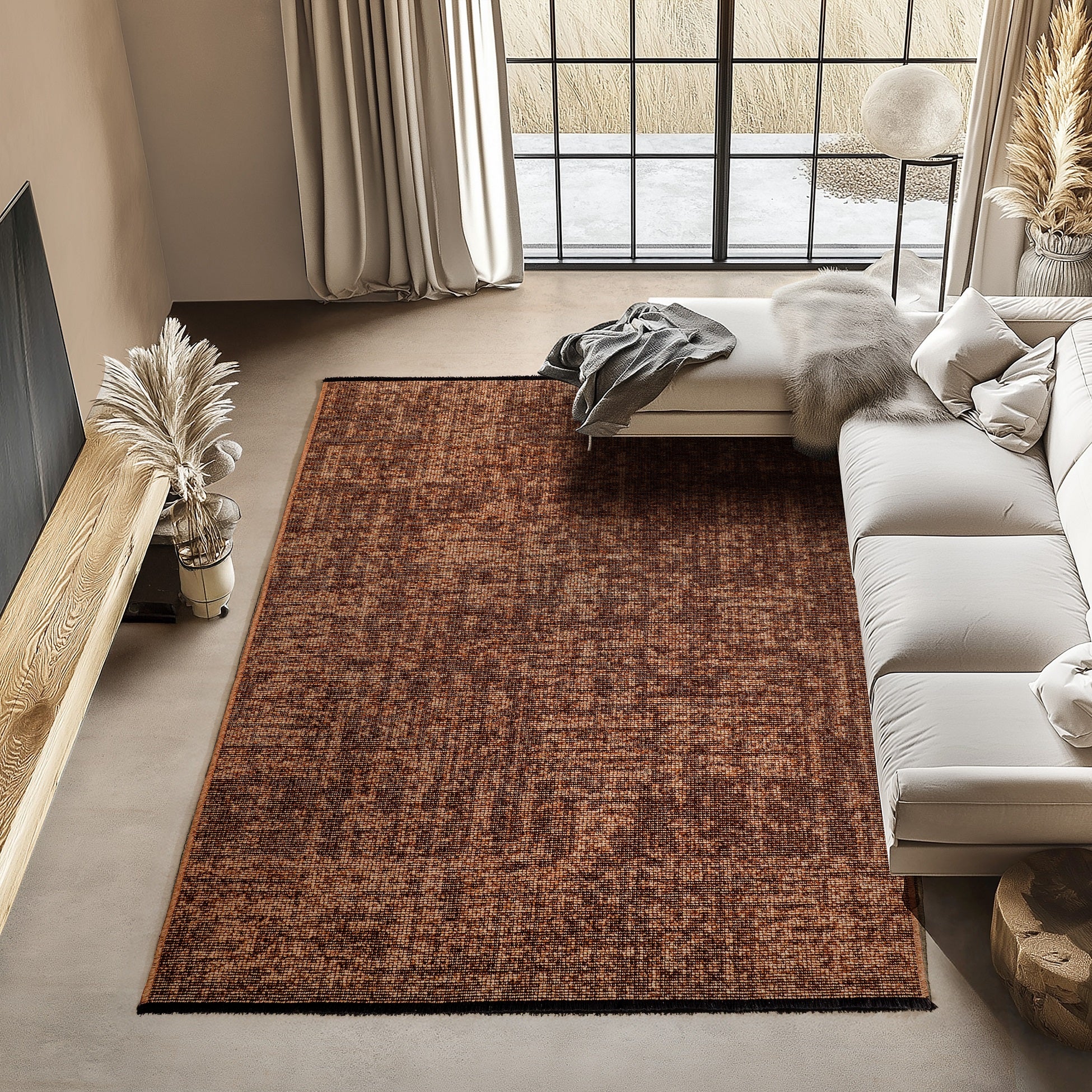 Chenille Teppich Baumwolle, Vintage Waschbar, Rutschfest Einfarbig Wohnzimmer