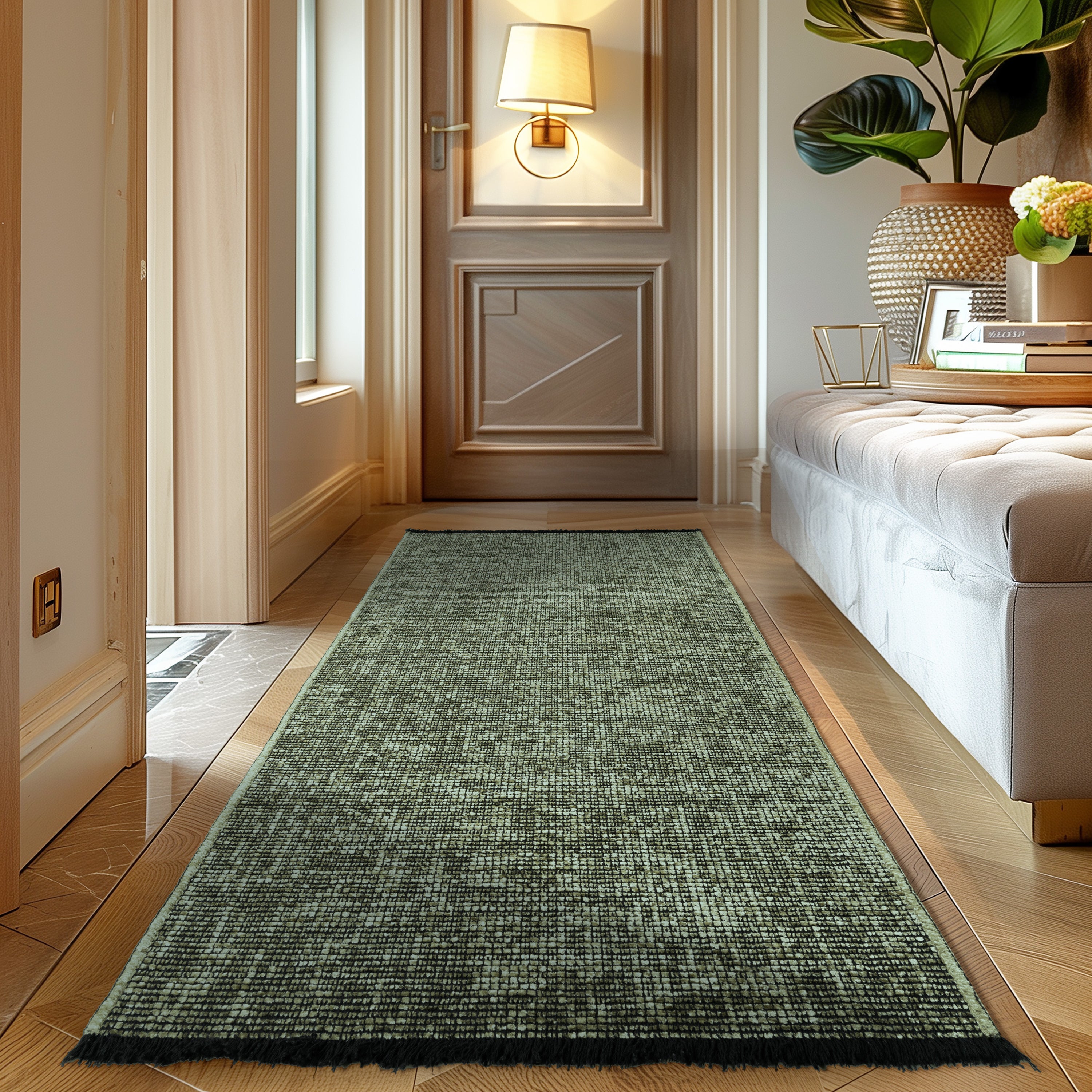 Chenille Teppich Baumwolle, Vintage Waschbar, Rutschfest Einfarbig Wohnzimmer