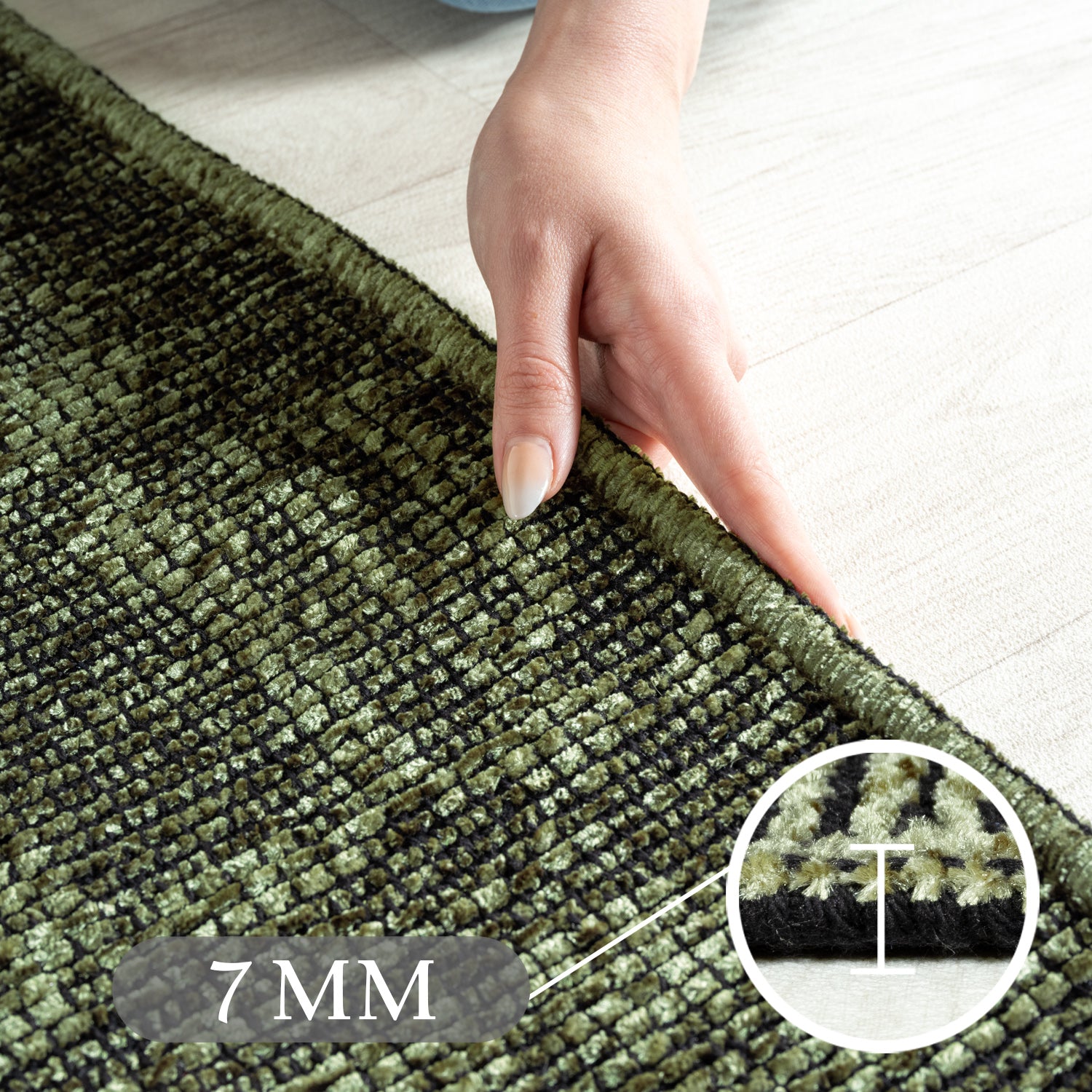 Chenille Teppich Baumwolle, Vintage Waschbar, Rutschfest Einfarbig Wohnzimmer