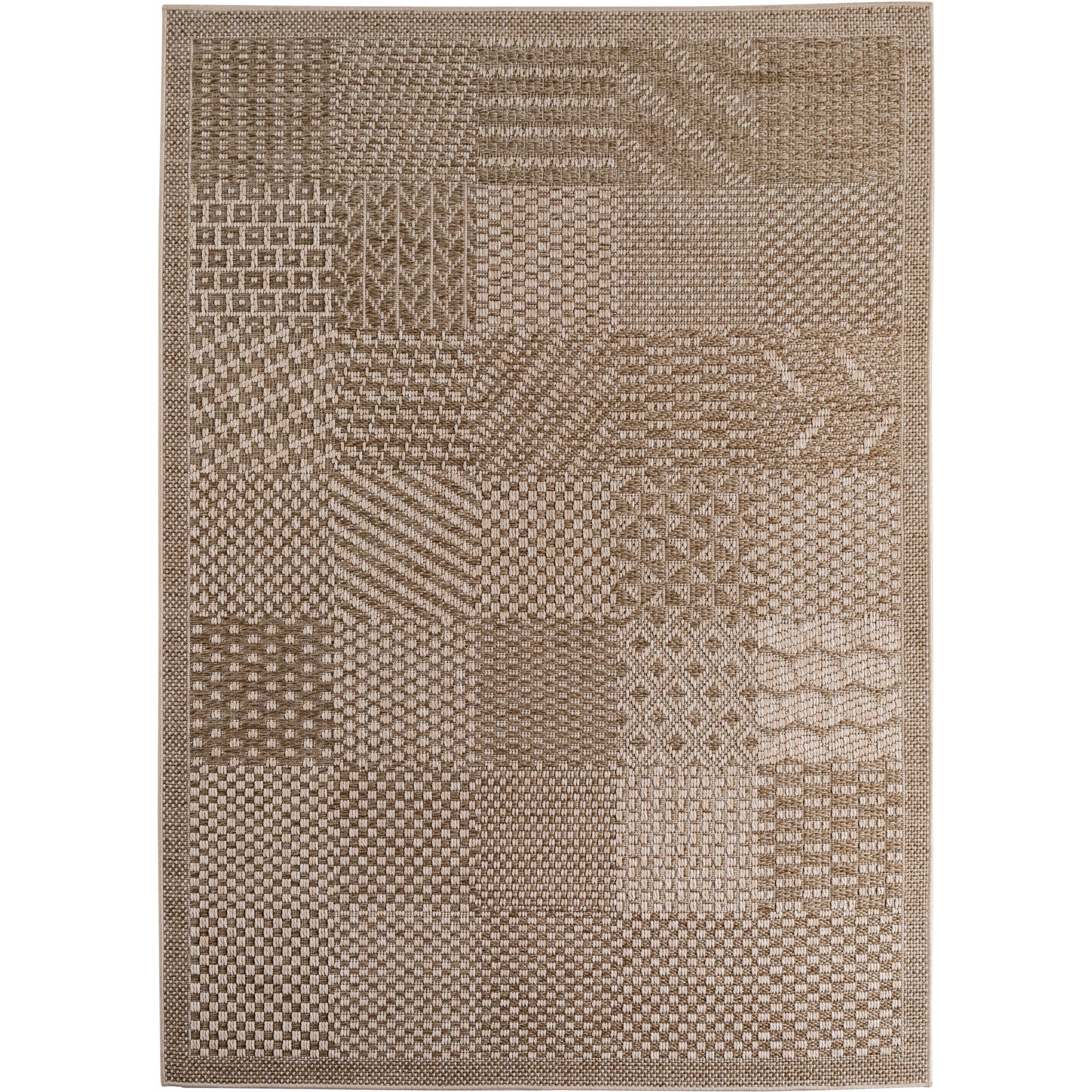 Carpettex Outdoor Teppich Wetterfest Küche Balkon & Wohnzimmer Boho Stil Beige-2