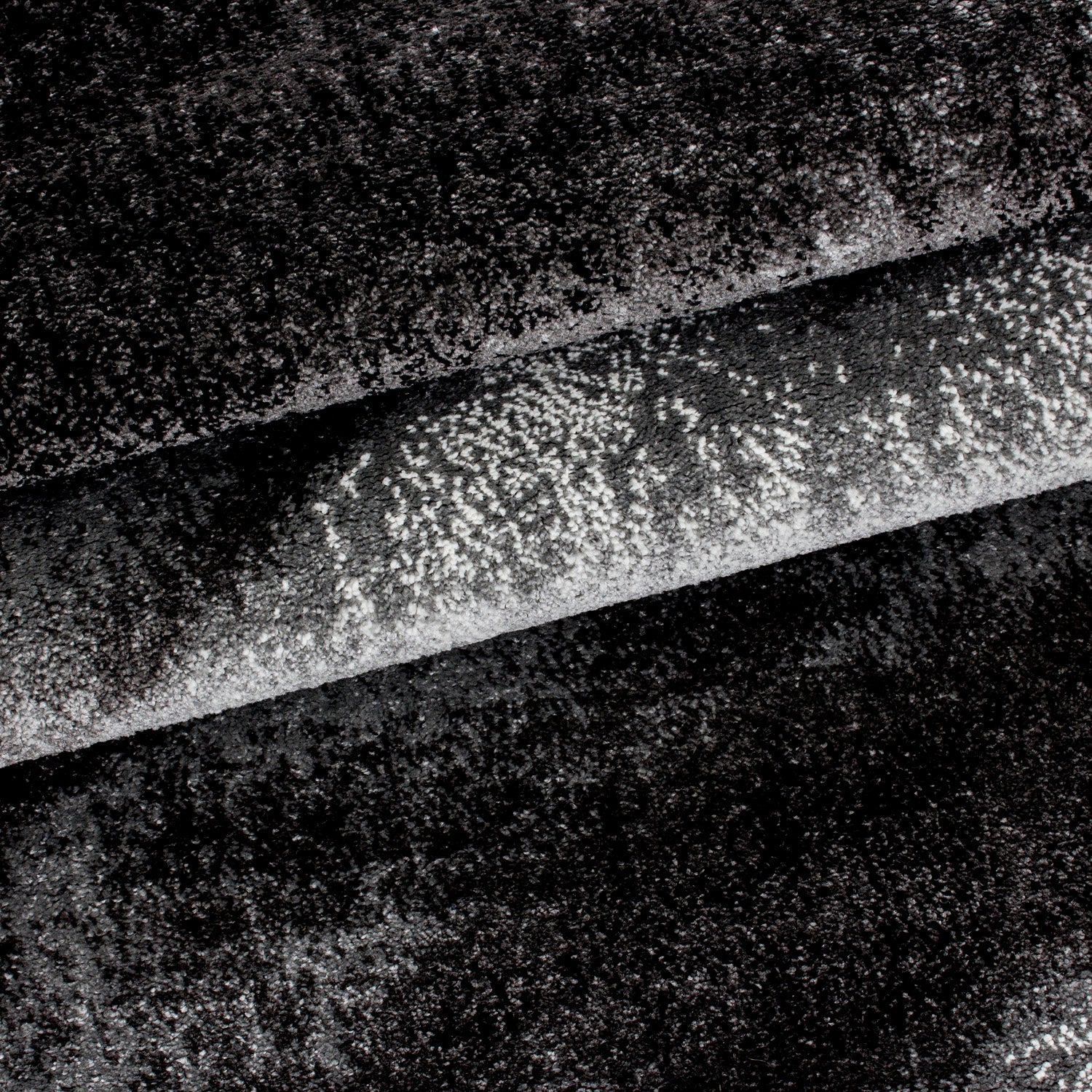 Bordure de lit à poils ras 3 pièces teinte abstraite gris chiné noir