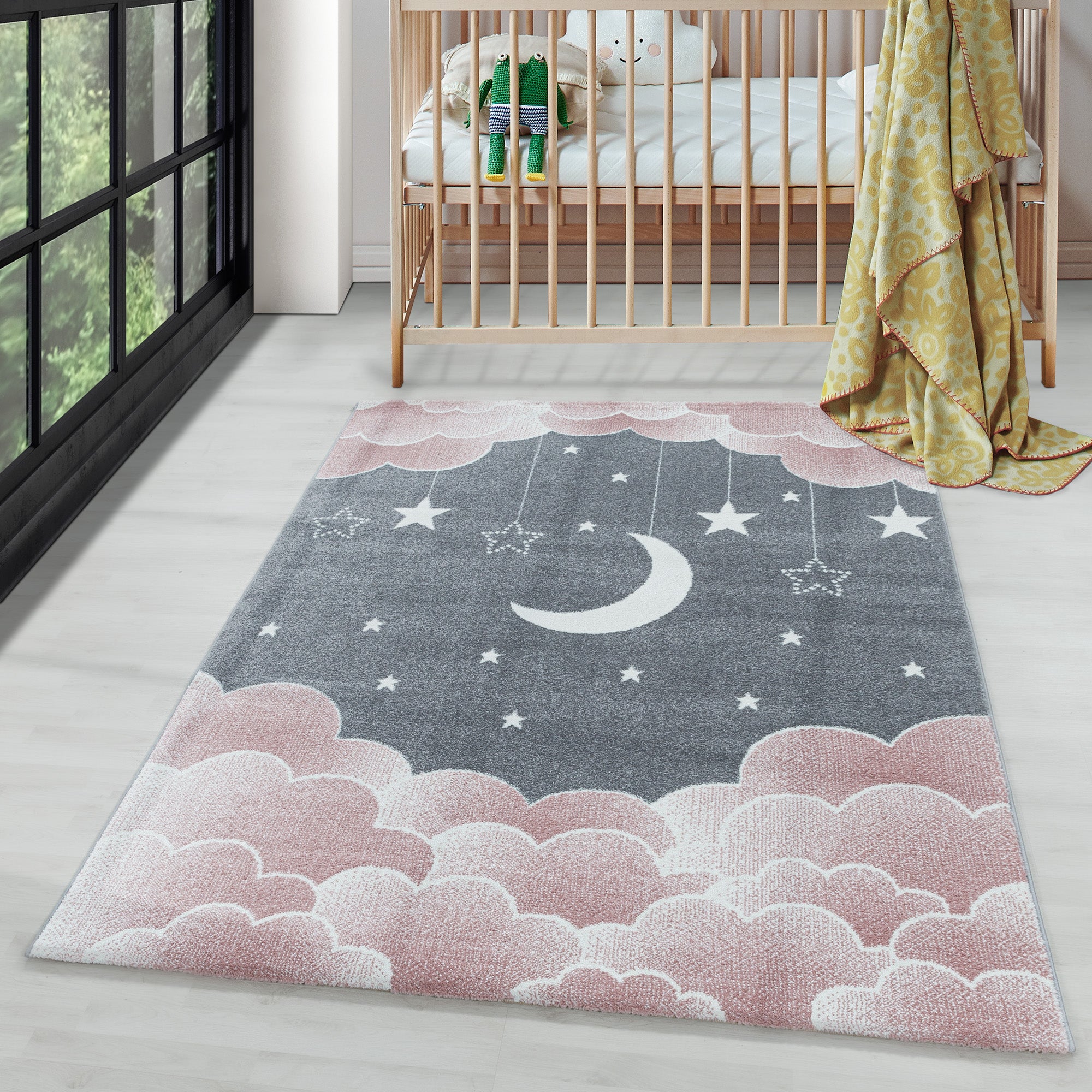 Children's carpet moon and stars design soft easy care carpet children's room