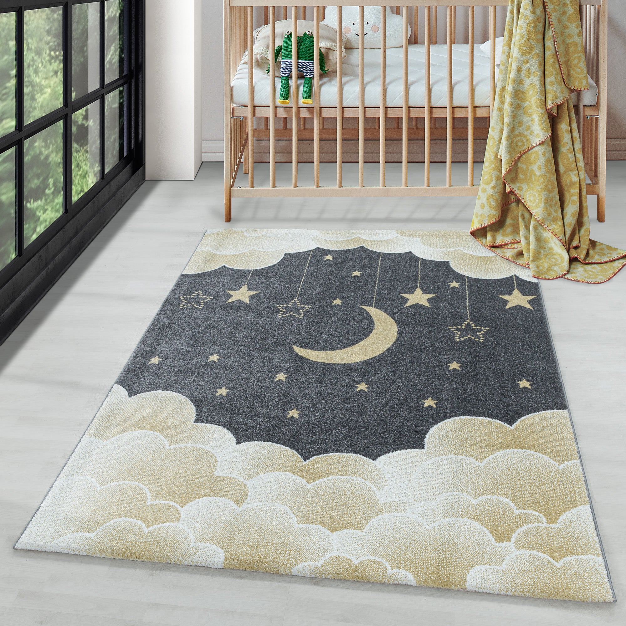 Children's carpet moon and stars design soft easy care carpet children's room