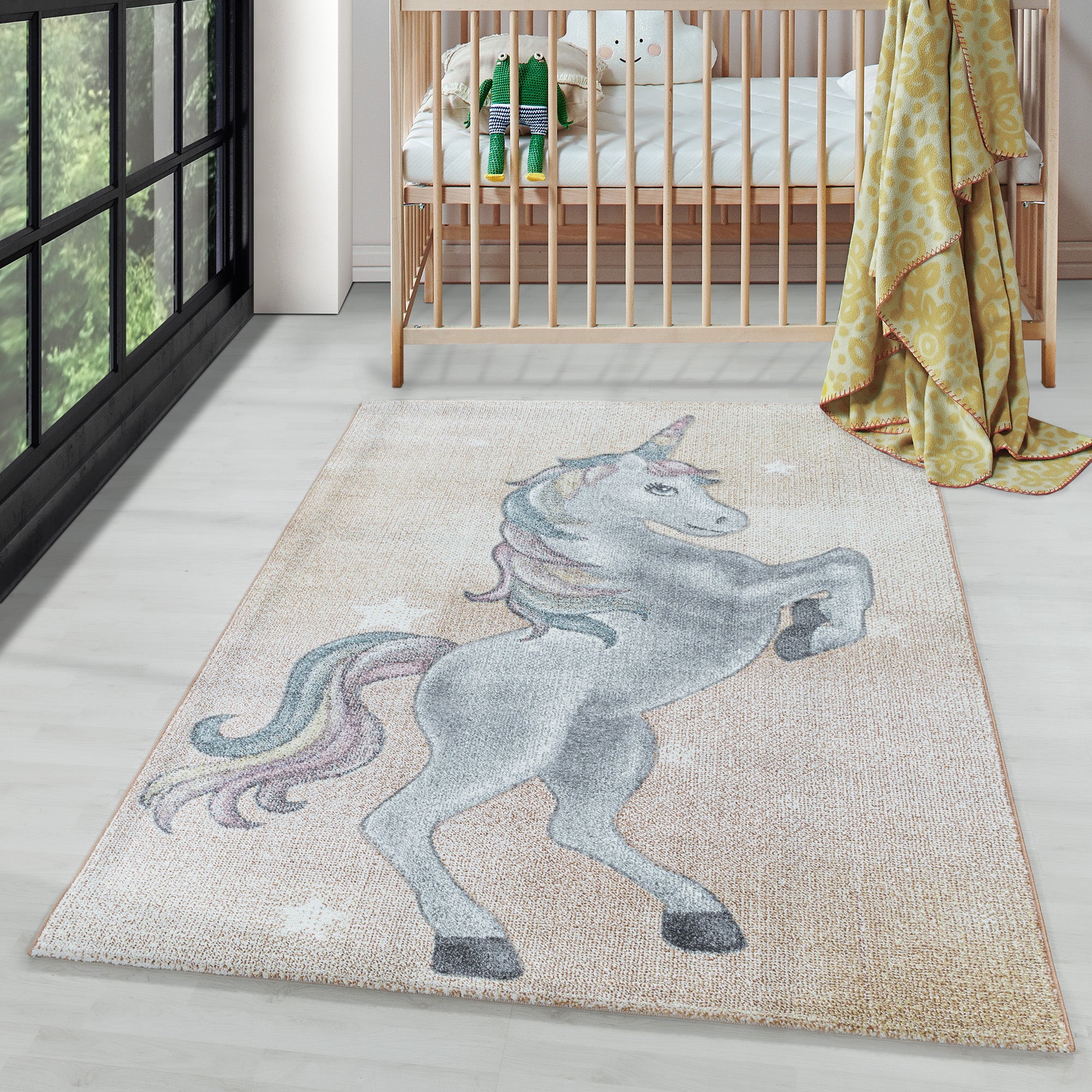 Children's Rug Unicorn Design Modern Soft Easy Care Rug Children's Room