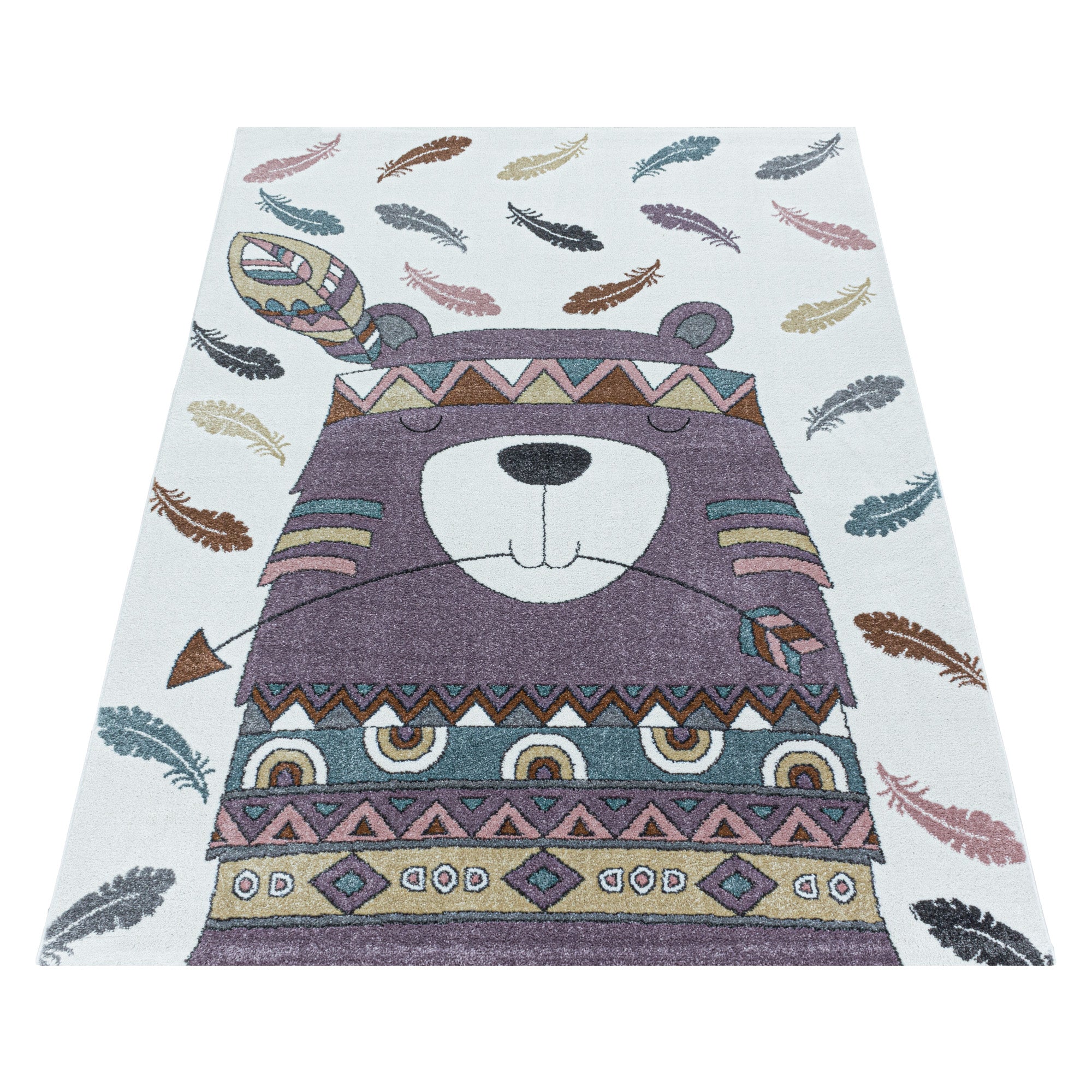 Children's Rug Cute Bear Design Modern Soft Easy Care Rug Children's Room