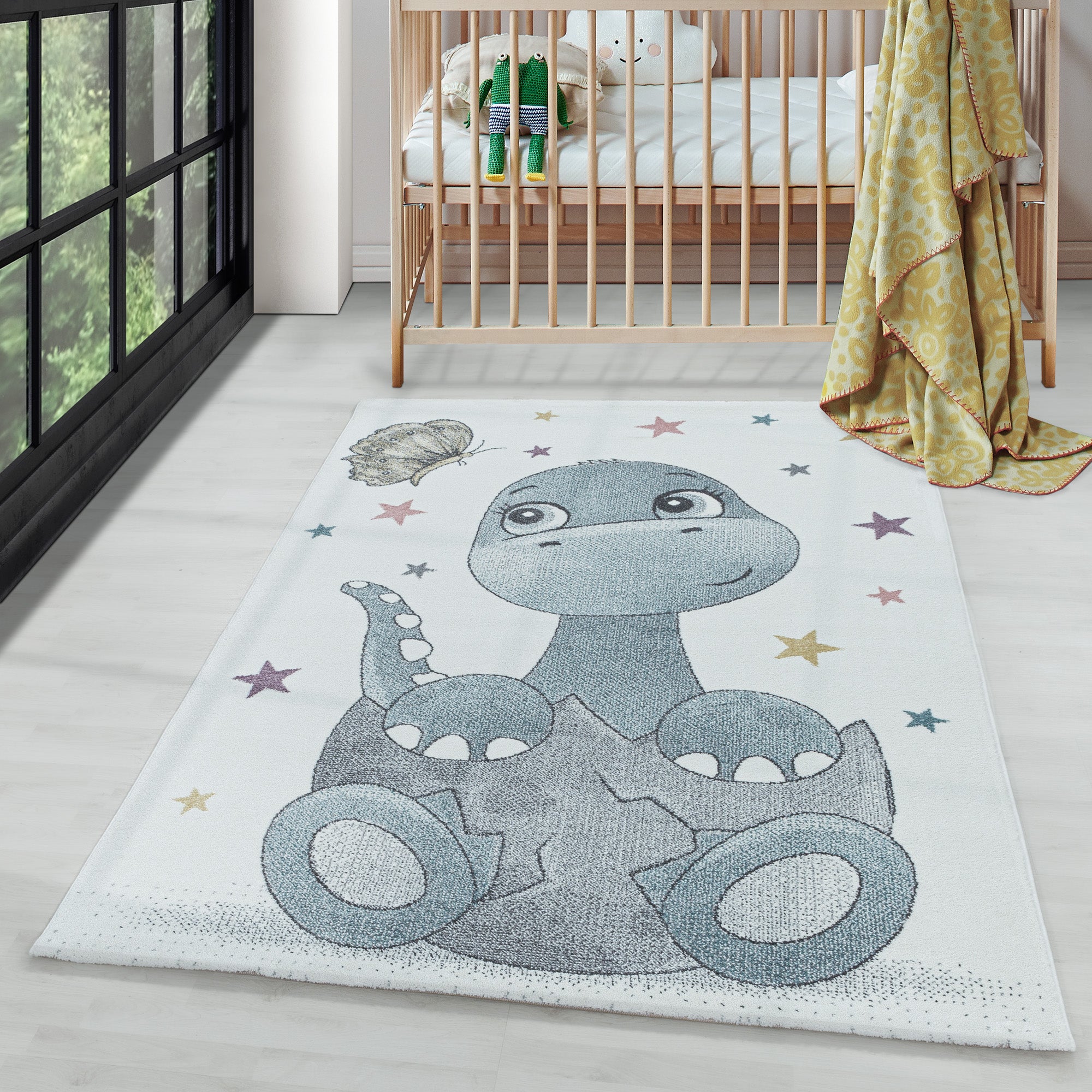 Children's Rug Cute Dinosaur Design Modern Easy Care Rug Children's Room