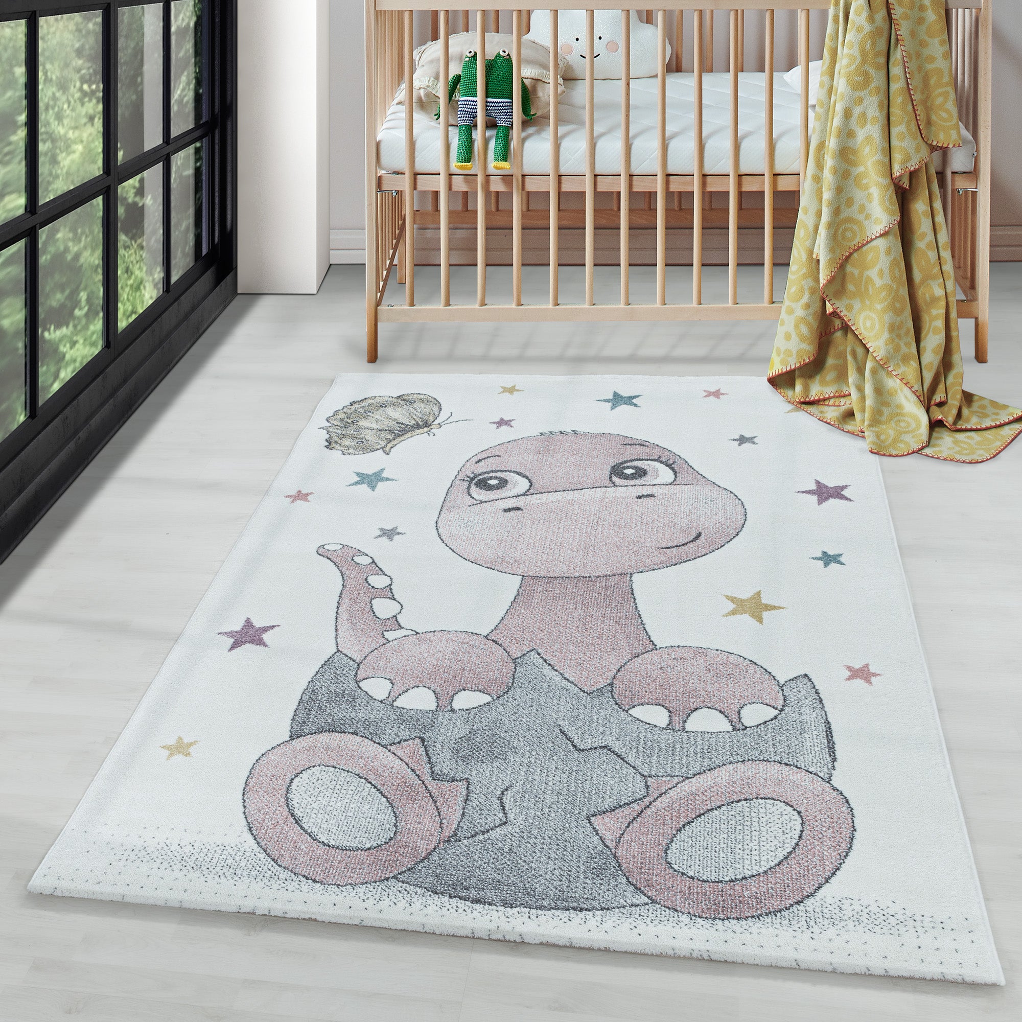 Children's Rug Cute Dinosaur Design Modern Easy Care Rug Children's Room