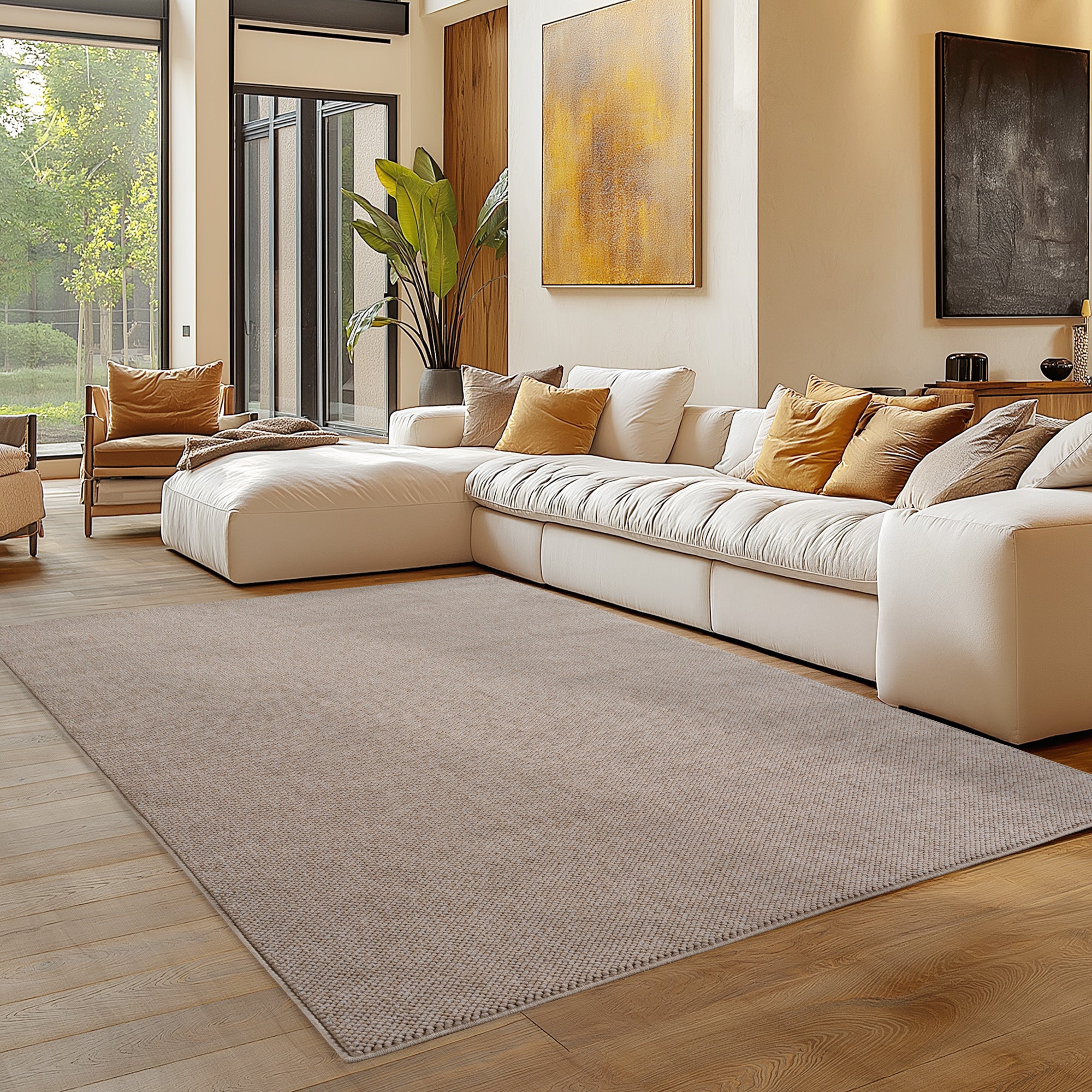 Carpettex Bouclé Teppich Schlingenflor Skandi Einfarbig Weich