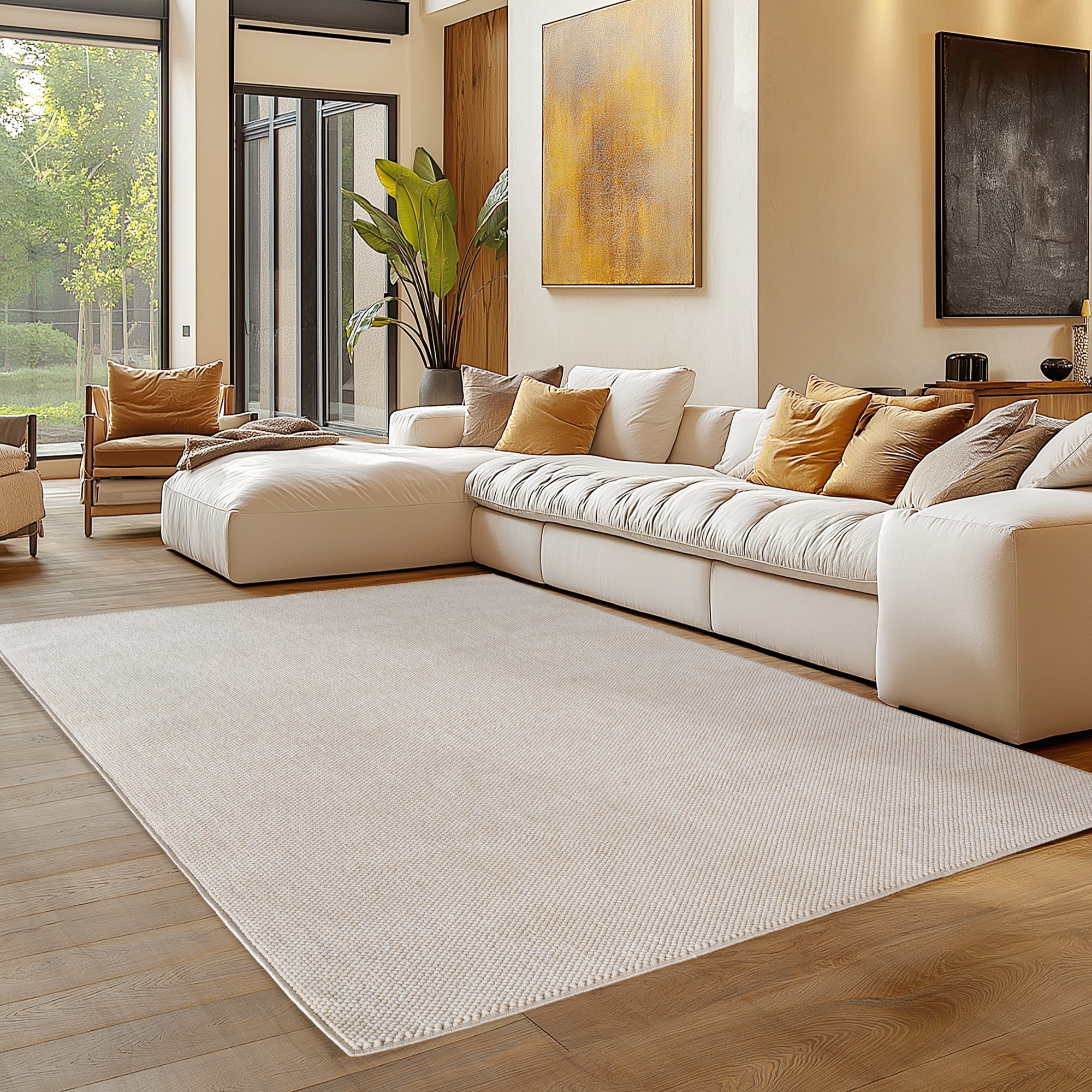 Carpettex Bouclé Teppich Schlingenflor Skandi Einfarbig Weich