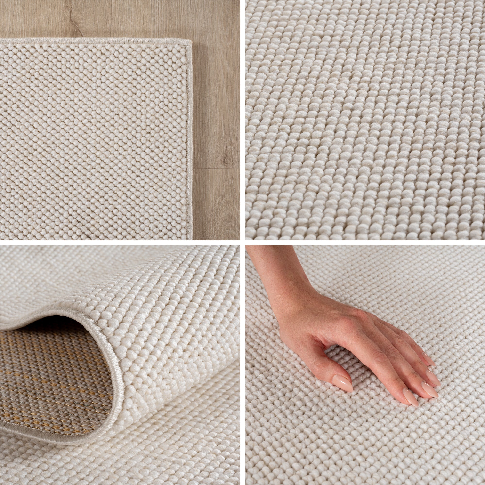 Carpettex Bouclé Teppich Schlingenflor Skandi Einfarbig Weich