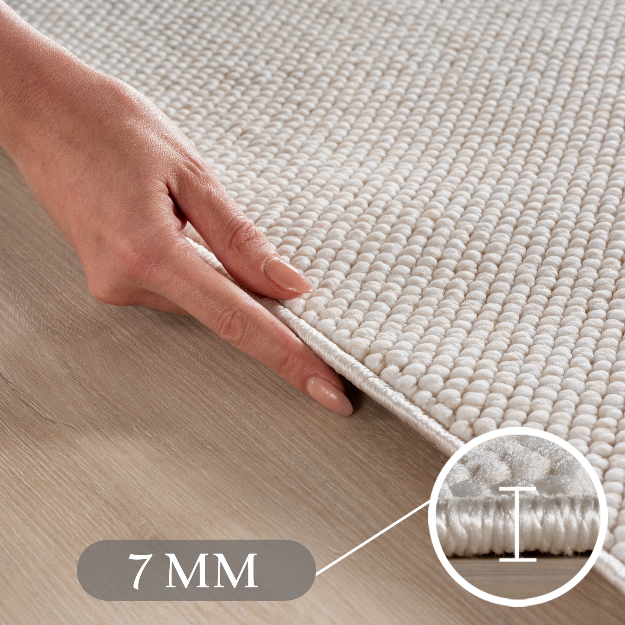 Carpettex Bouclé Teppich Schlingenflor Skandi Einfarbig Weich