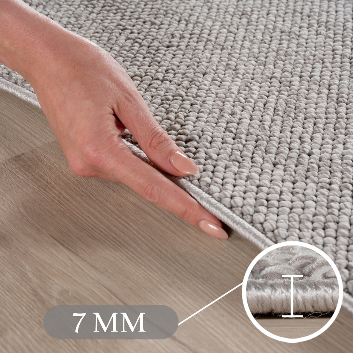Carpettex Bouclé Teppich Schlingenflor Skandi Einfarbig Weich