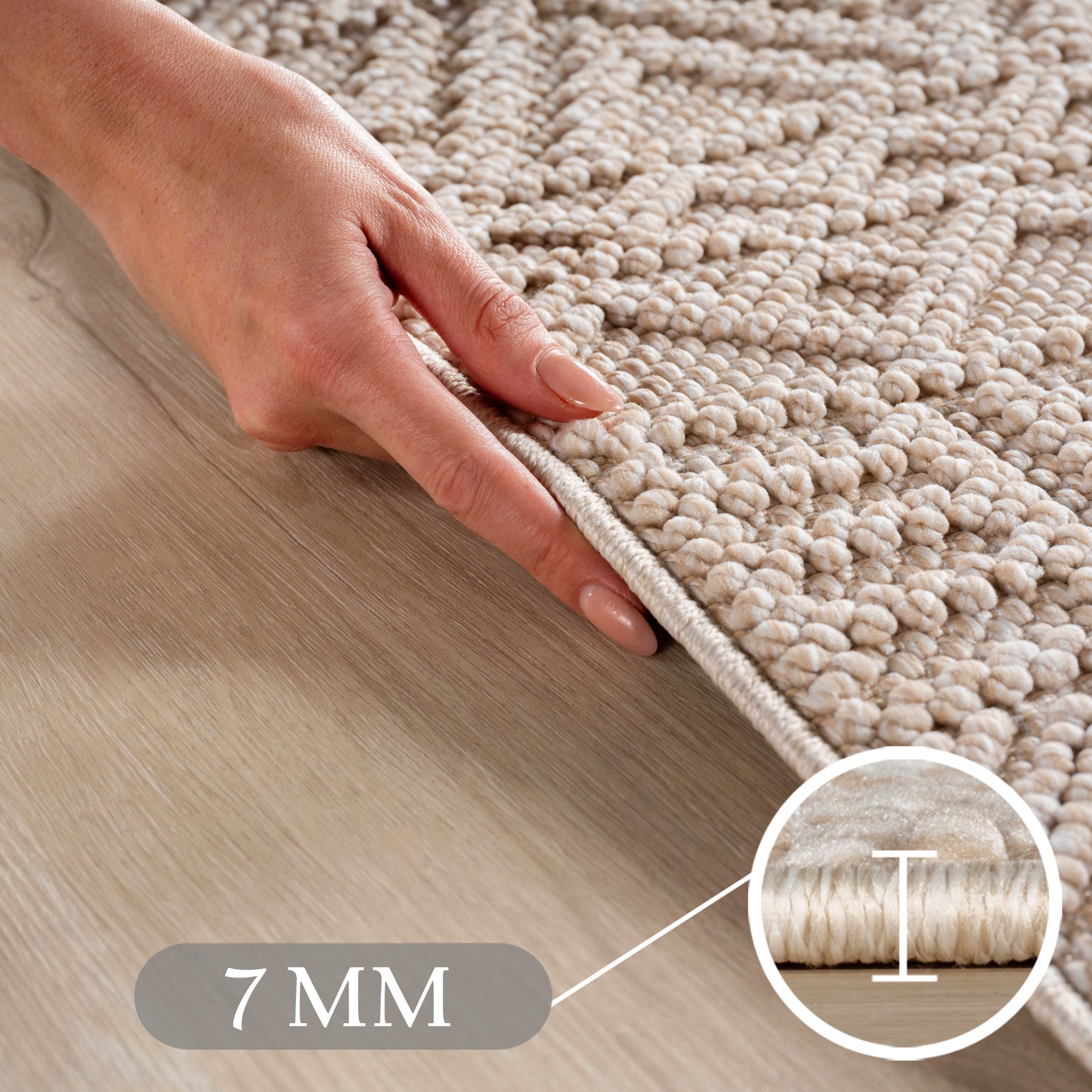 Carpettex Teppich Einfarbig Bouclé Skandi Stil Pflegeleicht Wohnzimmer Esszimmer