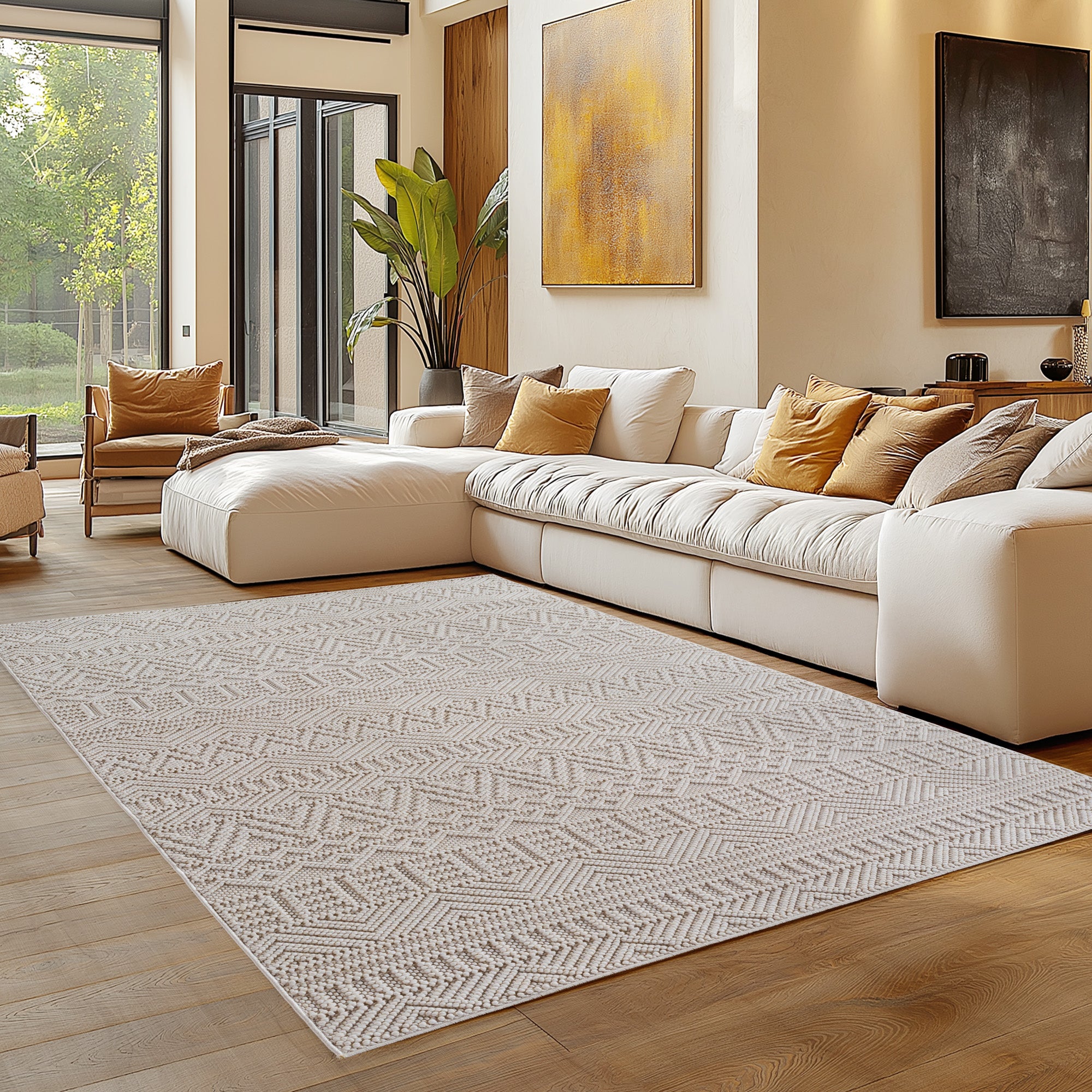 Carpettex Teppich Einfarbig Bouclé Skandi Stil Pflegeleicht Wohnzimmer Esszimmer