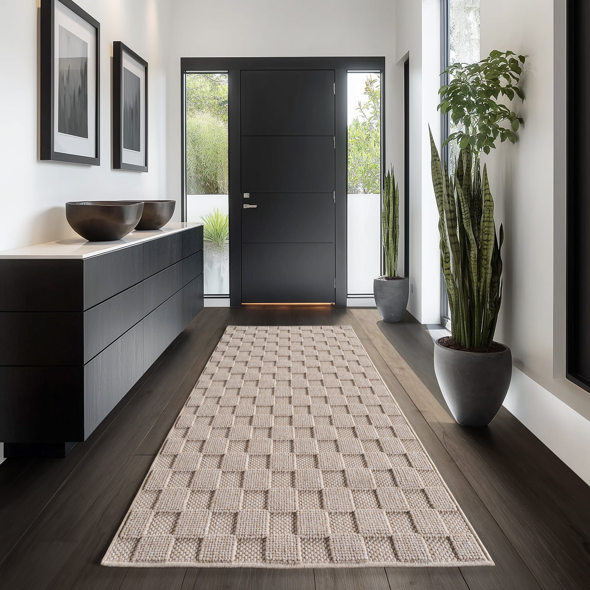 Carpettex Teppich Einfarbig Bouclé Karo Stil Pflegeleicht Wohnzimmer Esszimmer