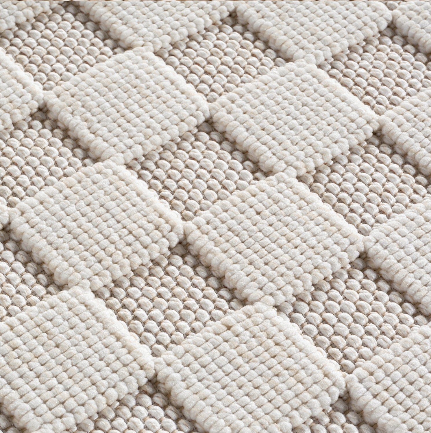 Carpettex Teppich Einfarbig Bouclé Karo Stil Pflegeleicht Wohnzimmer Esszimmer