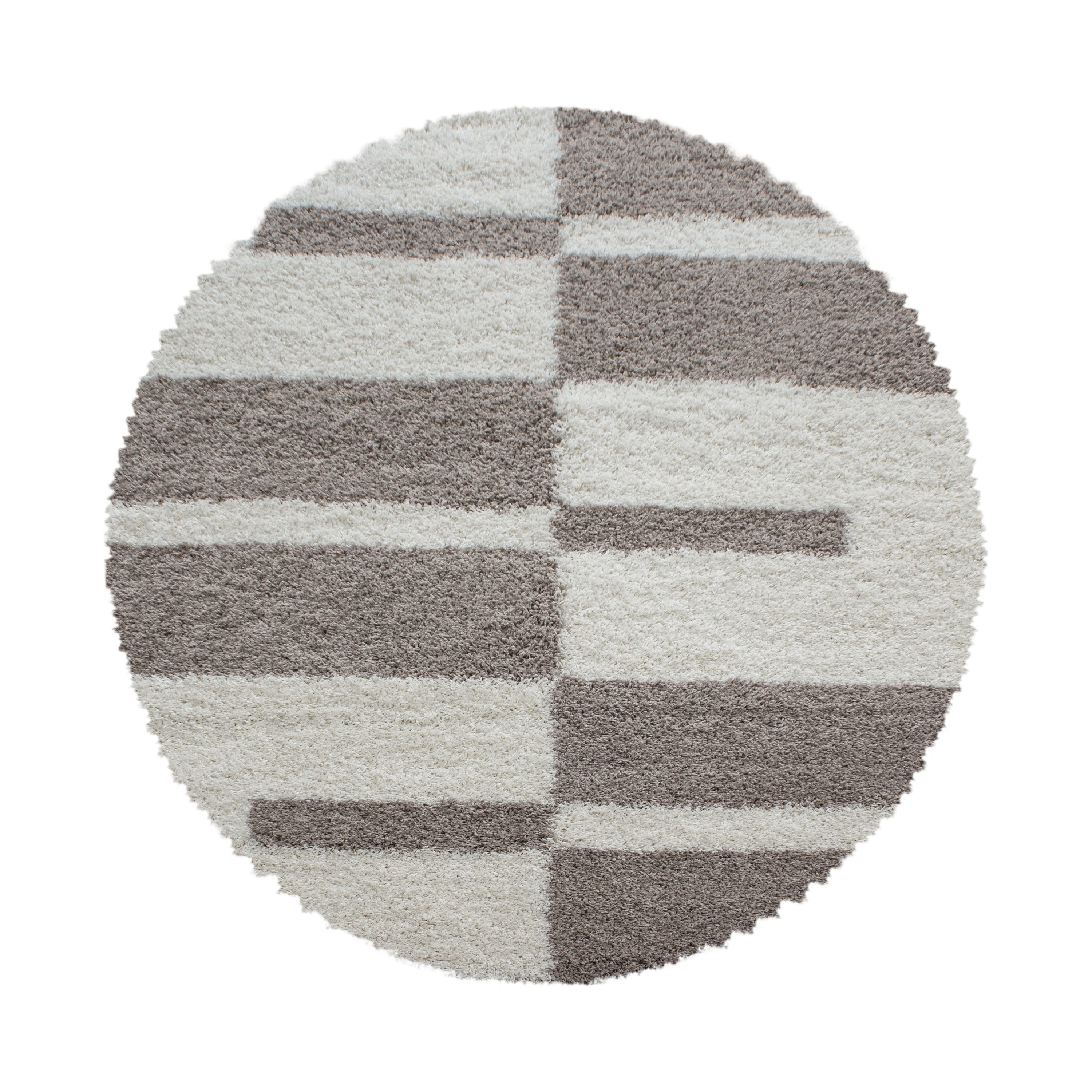 Designer Hochflor Teppich Modern Kariert Design Shaggy Teppich Wohnzimmer