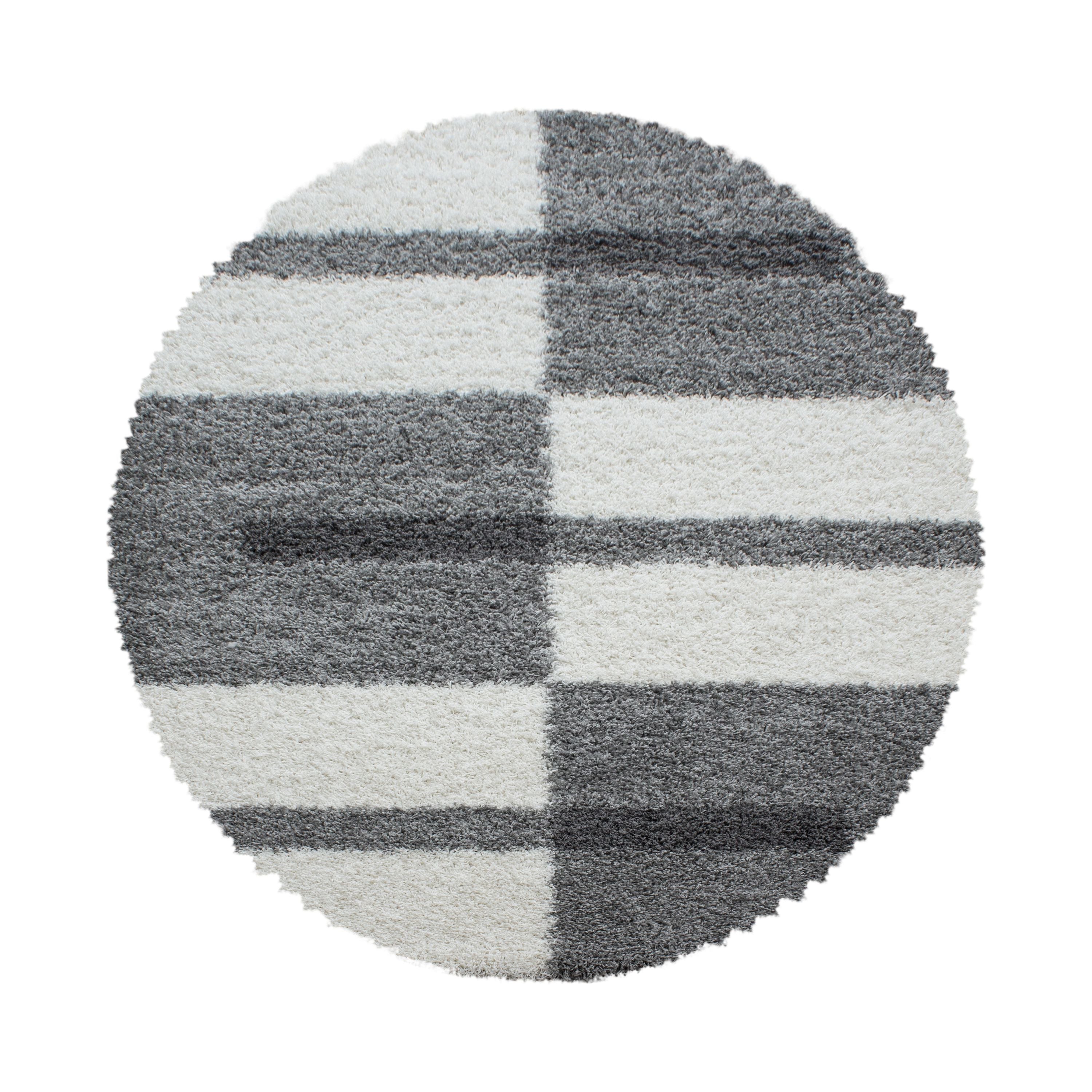 Designer Hochflor Teppich Modern Kariert Design Shaggy Teppich Wohnzimmer
