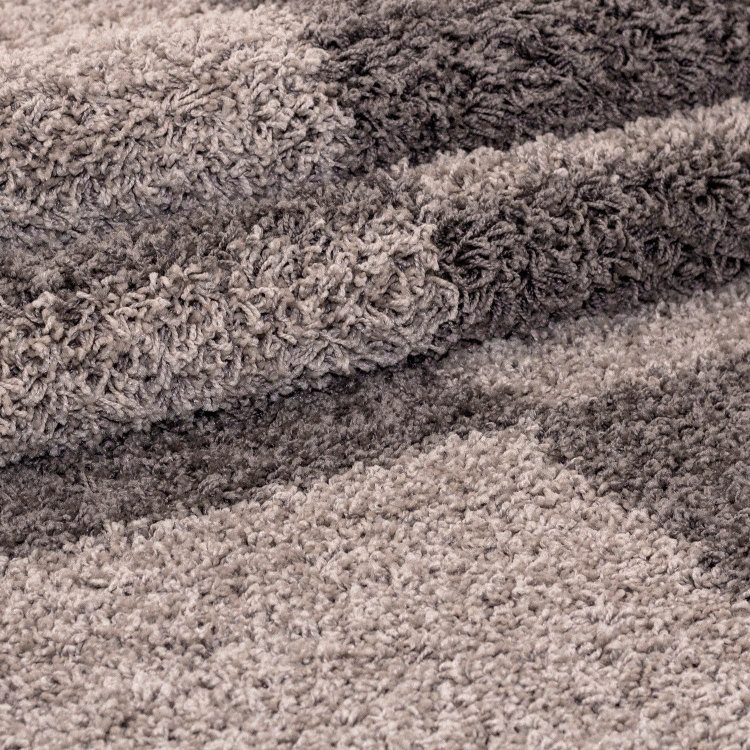 Bettumrandung Hochflor Shaggy Teppich Läuferset 3 teilig Kariert Taupe Beige
