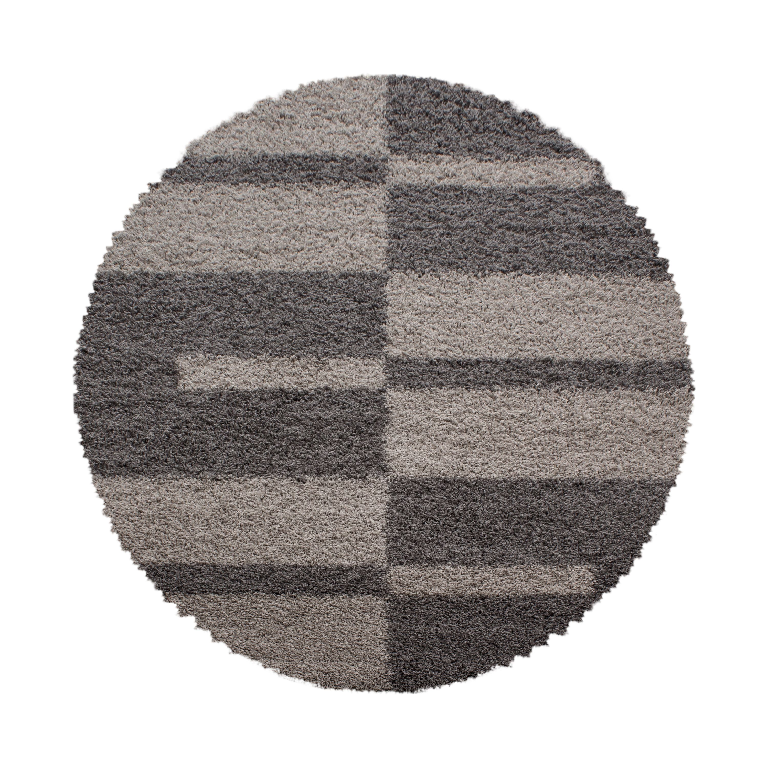 Designer Hochflor Teppich Modern Kariert Design Shaggy Teppich Wohnzimmer
