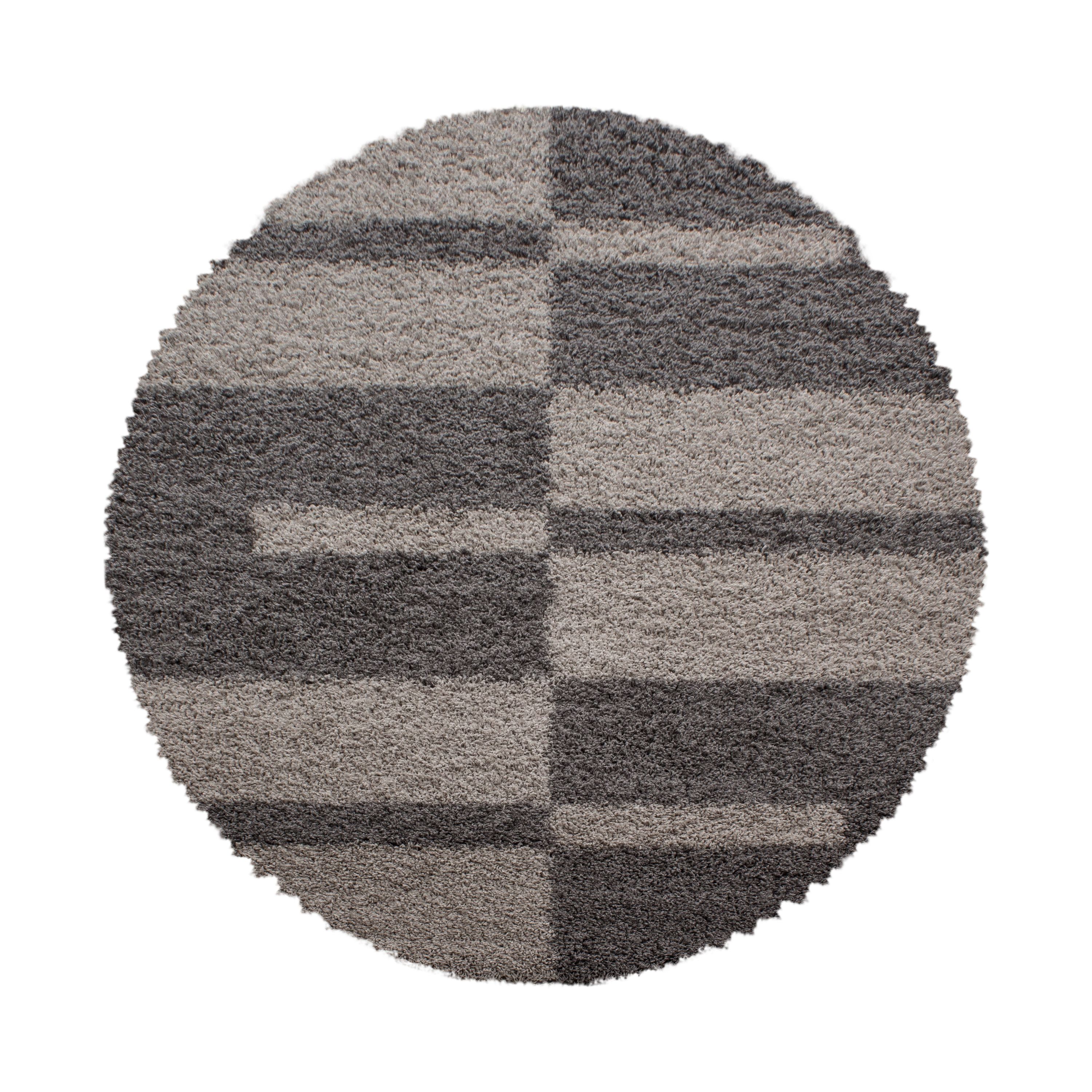 Designer Hochflor Teppich Modern Kariert Design Shaggy Teppich Wohnzimmer