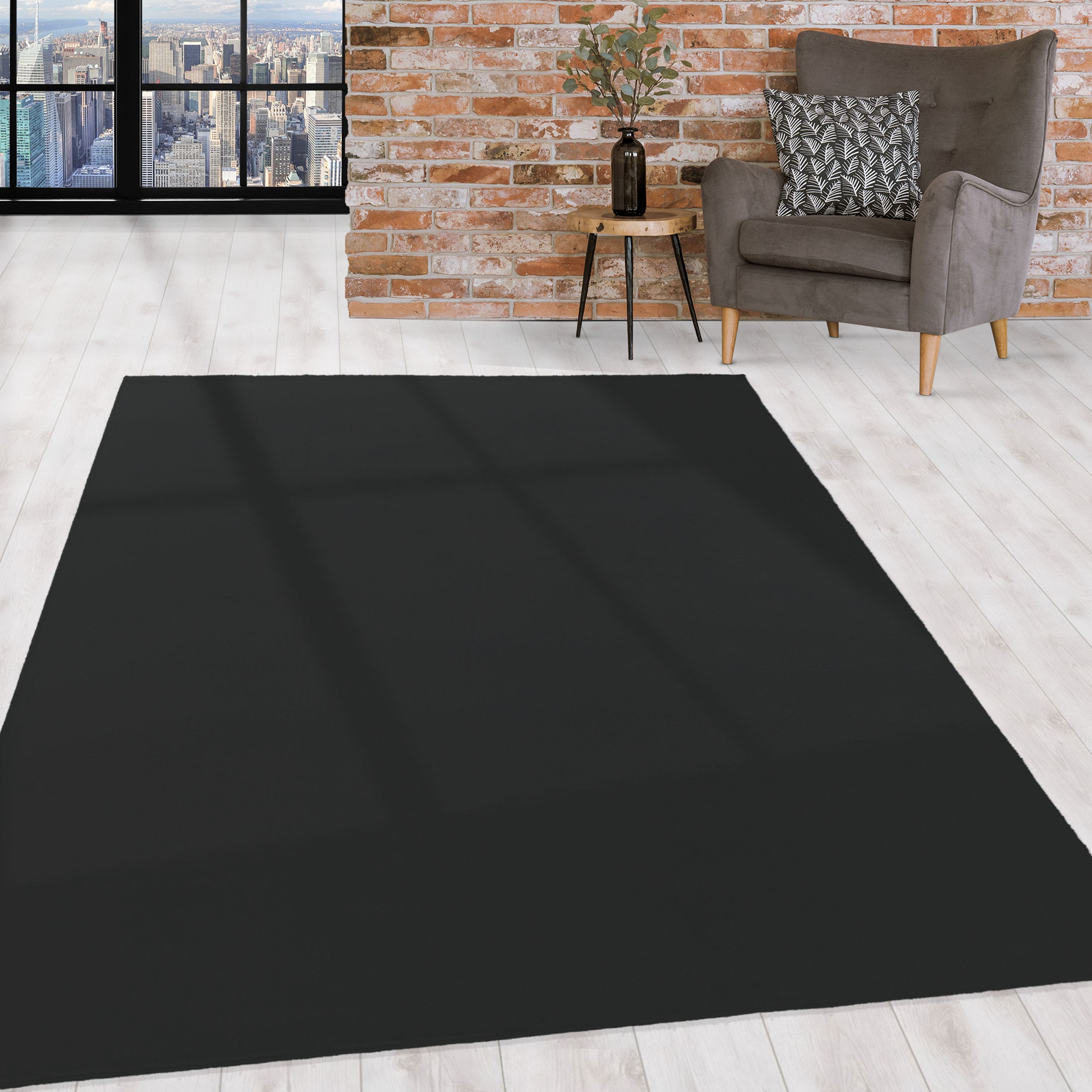 Tapis lavable pour salon, fausse fourrure unie, poils longs, aspect fourrure super doux