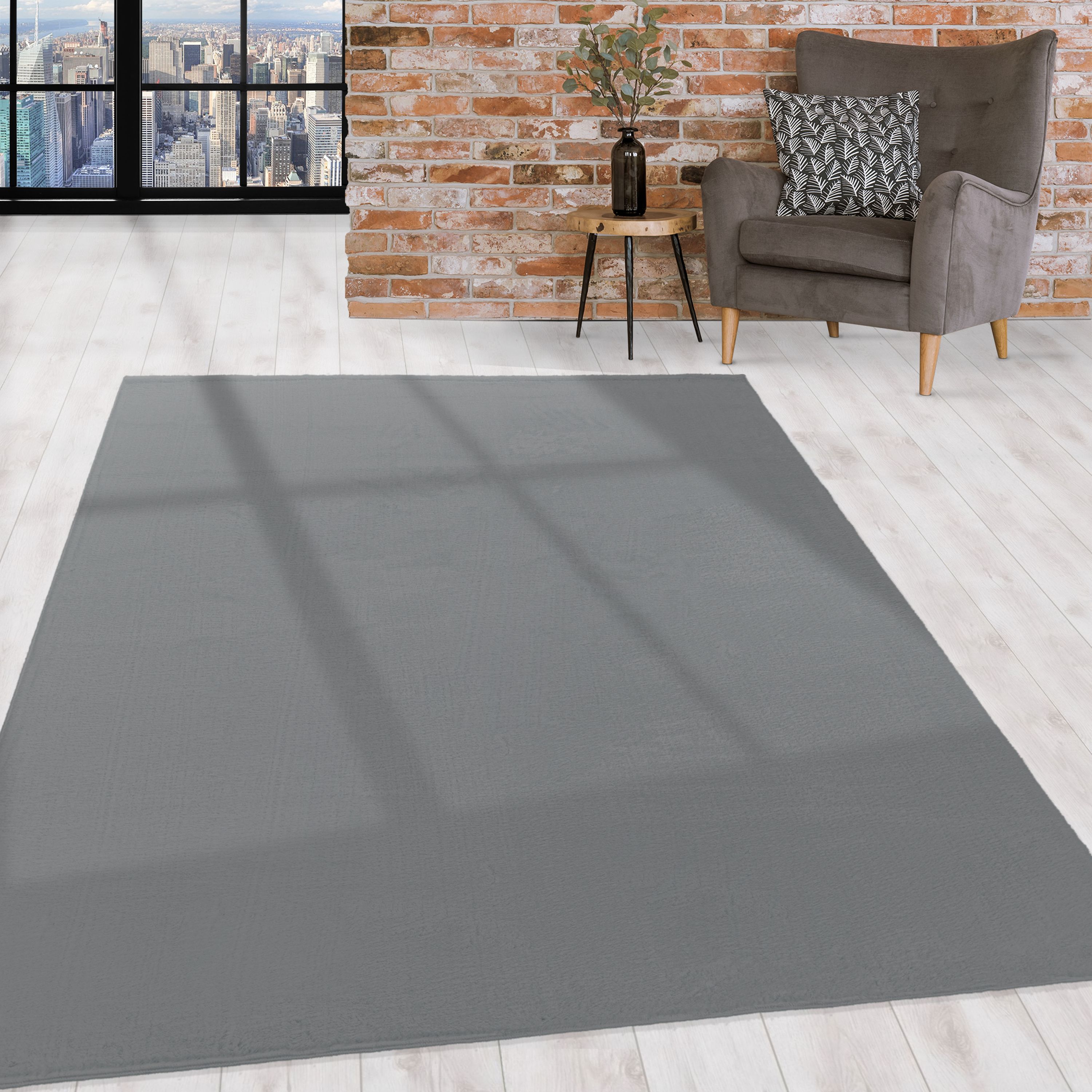 Tapis lavable pour salon, fausse fourrure unie, poils longs, aspect fourrure super doux