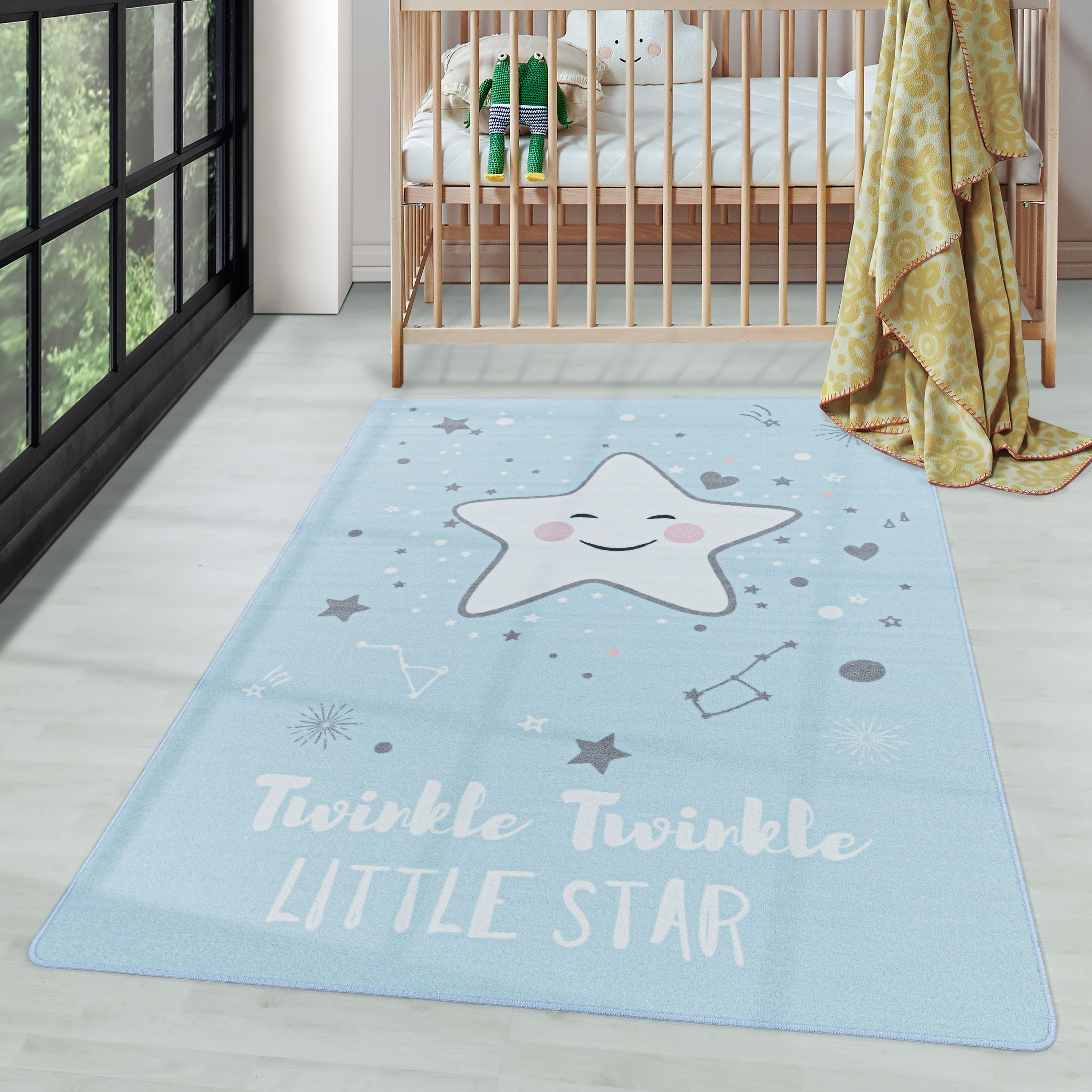 Tapis Enfant Tapis Design Étoile Chambre Enfant Antidérapant Lavable Facile d'entretien