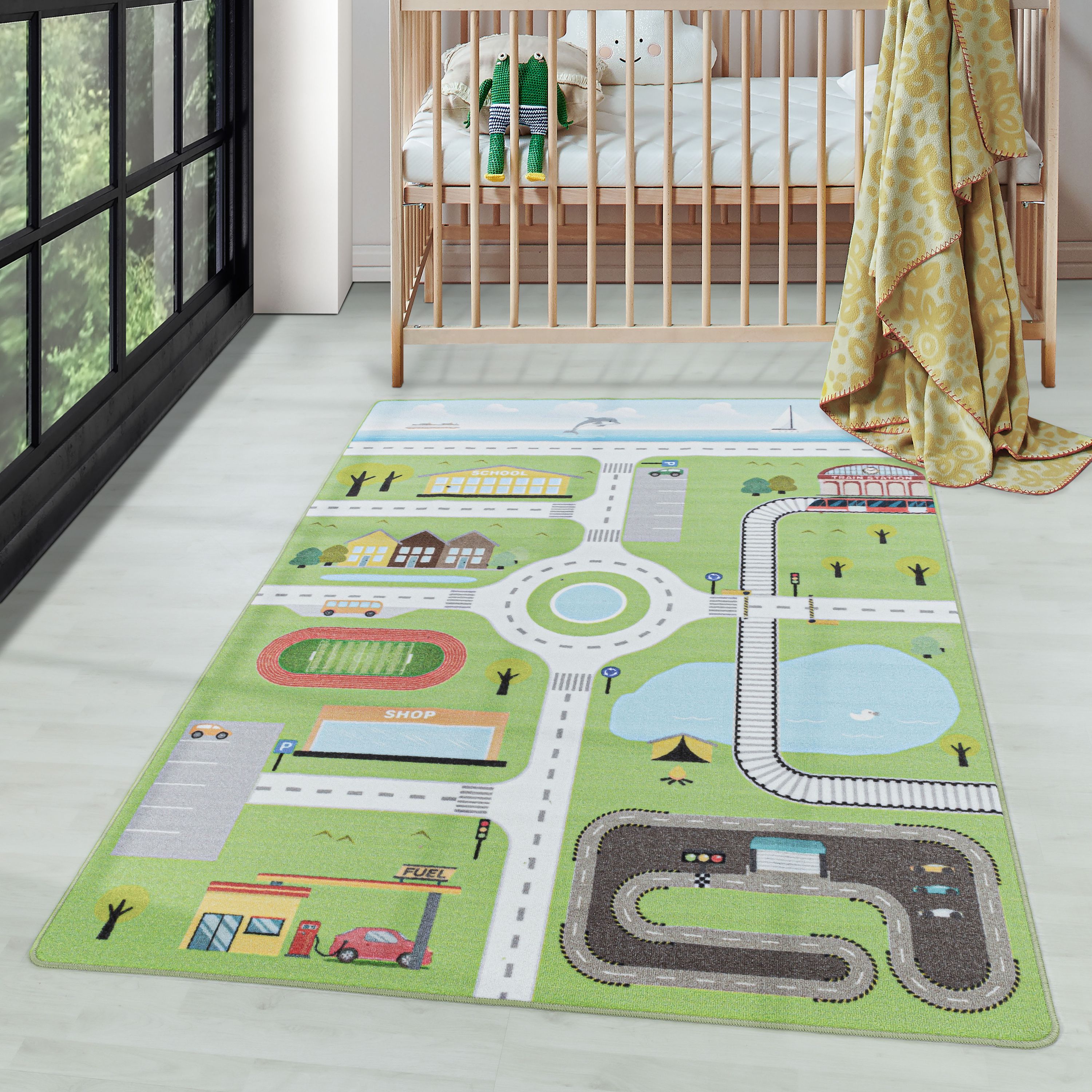 Tapis pour enfants tapis de rue pour garçons tapis de jeu pour chambre d'enfant antidérapant