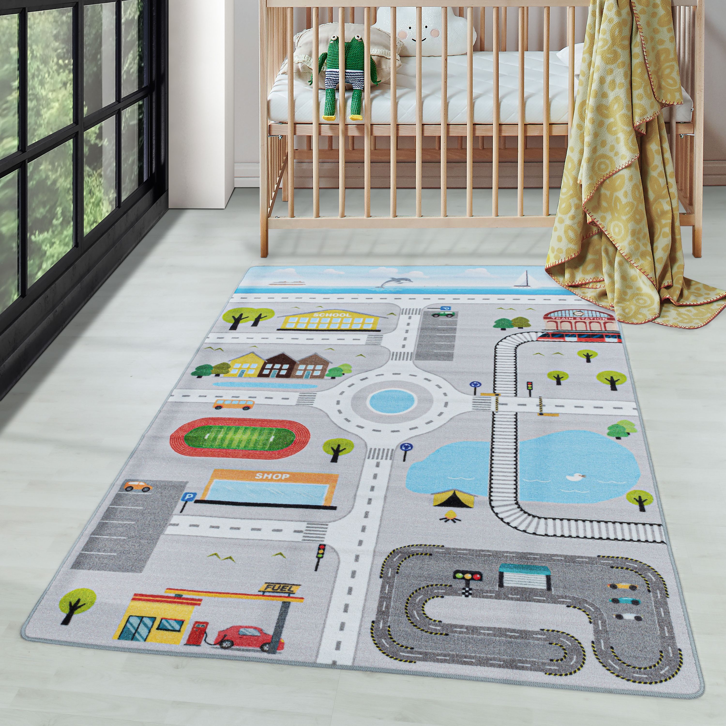 Tapis pour enfants tapis de rue pour garçons tapis de jeu pour chambre d'enfant antidérapant