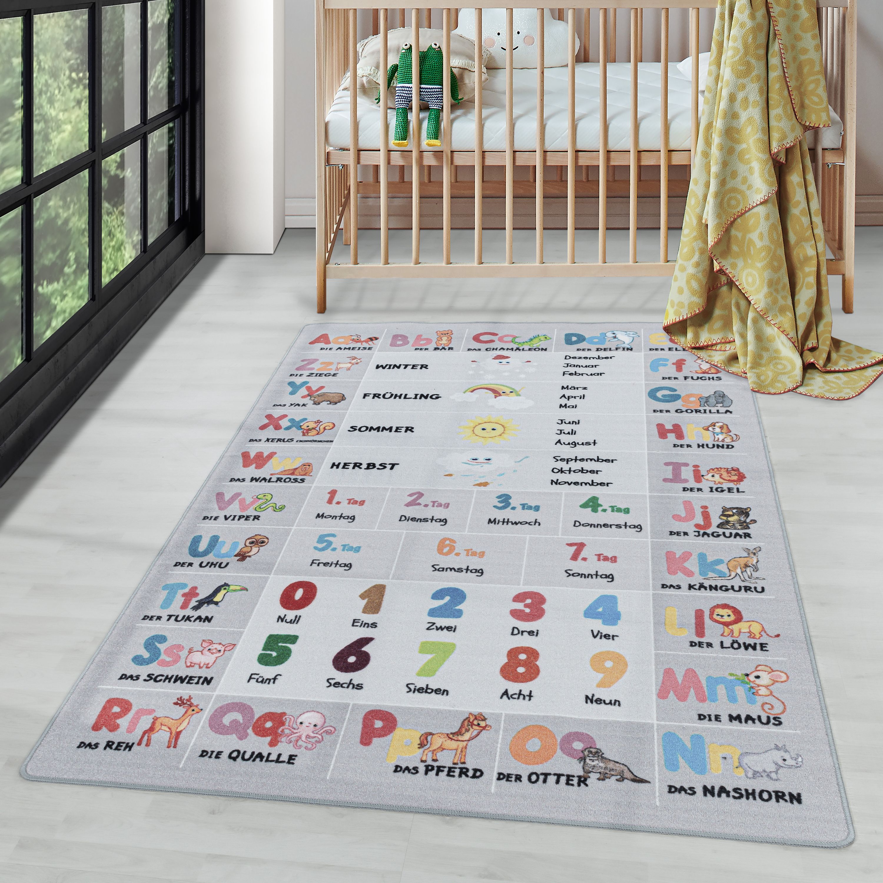 Tapis pour enfants garçons ou filles lettres de l'alphabet tapis de jeu antidérapant