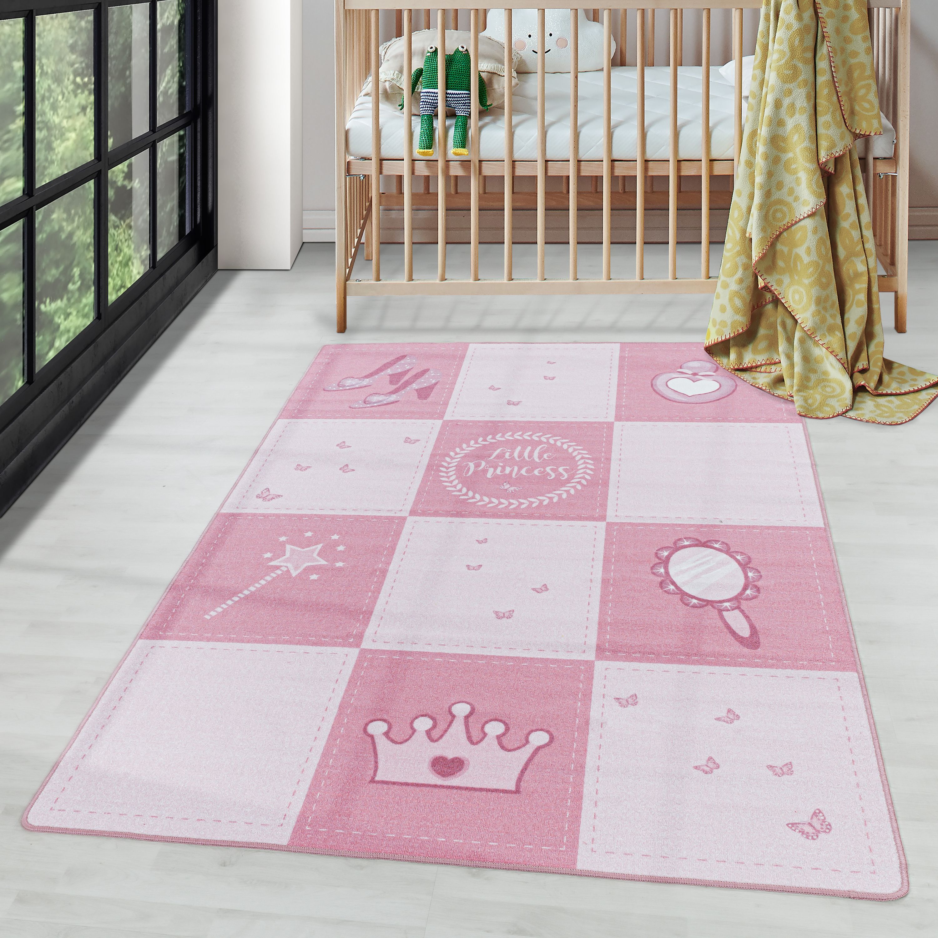 Tapis pour enfants filles tapis de jeu design princesse antidérapant lavable