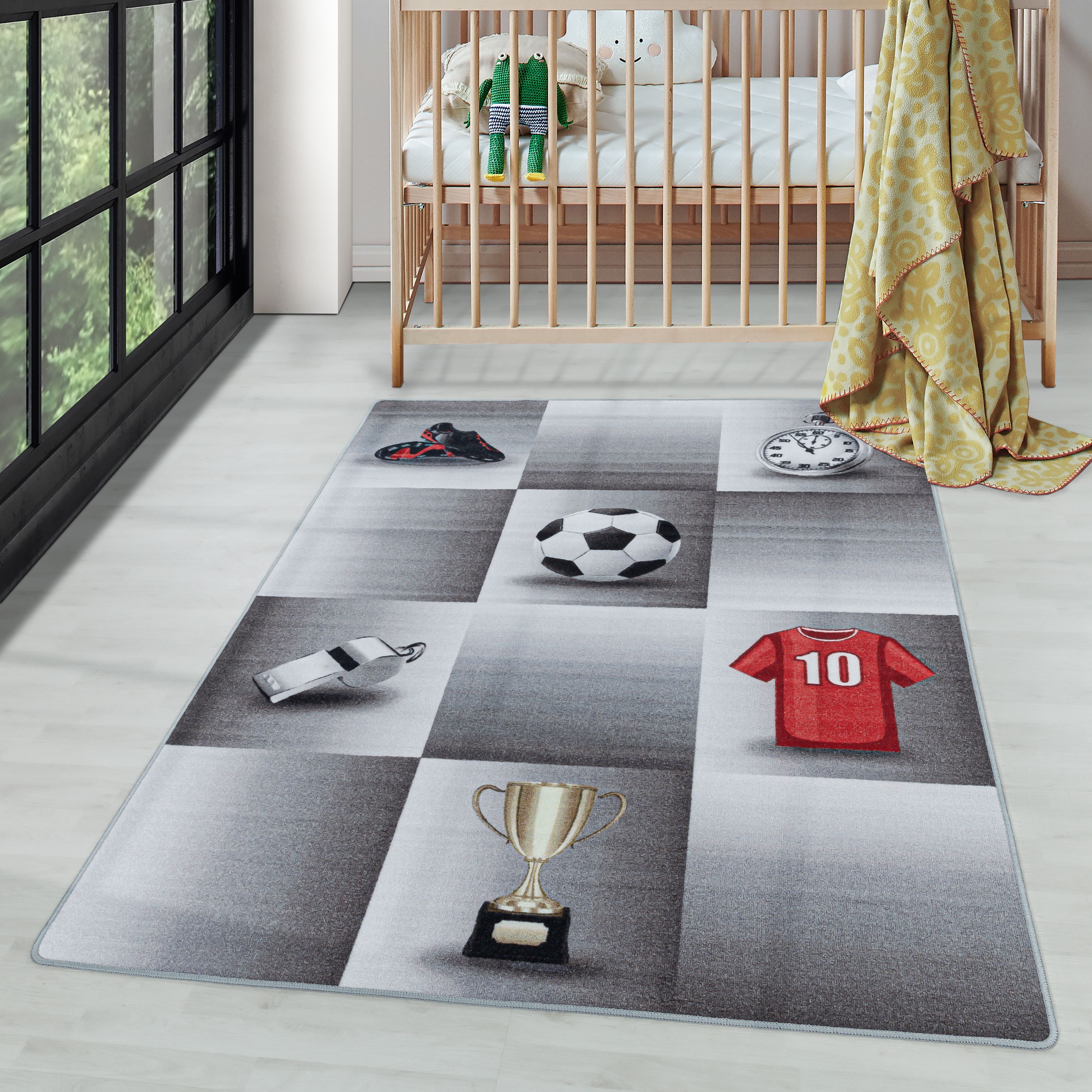 Tapis enfant design football garçon tapis de jeu chambre enfant antidérapant