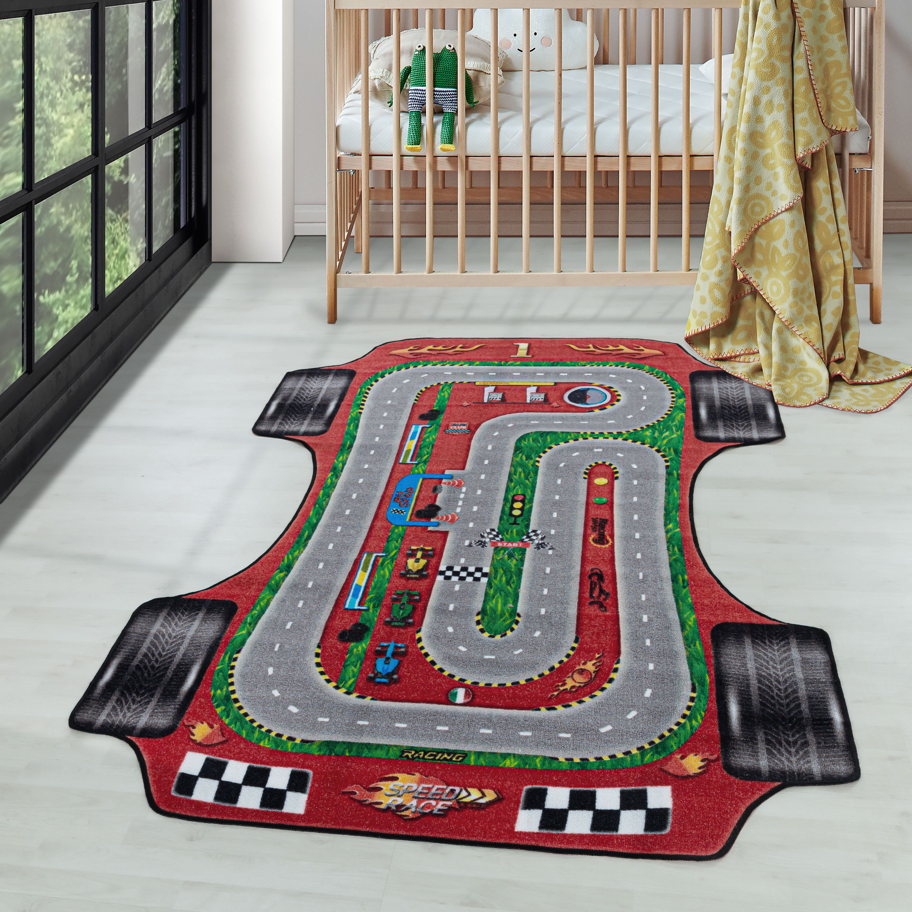 Children's carpet, boys' race track carpet, children's room, play mat, non-slip