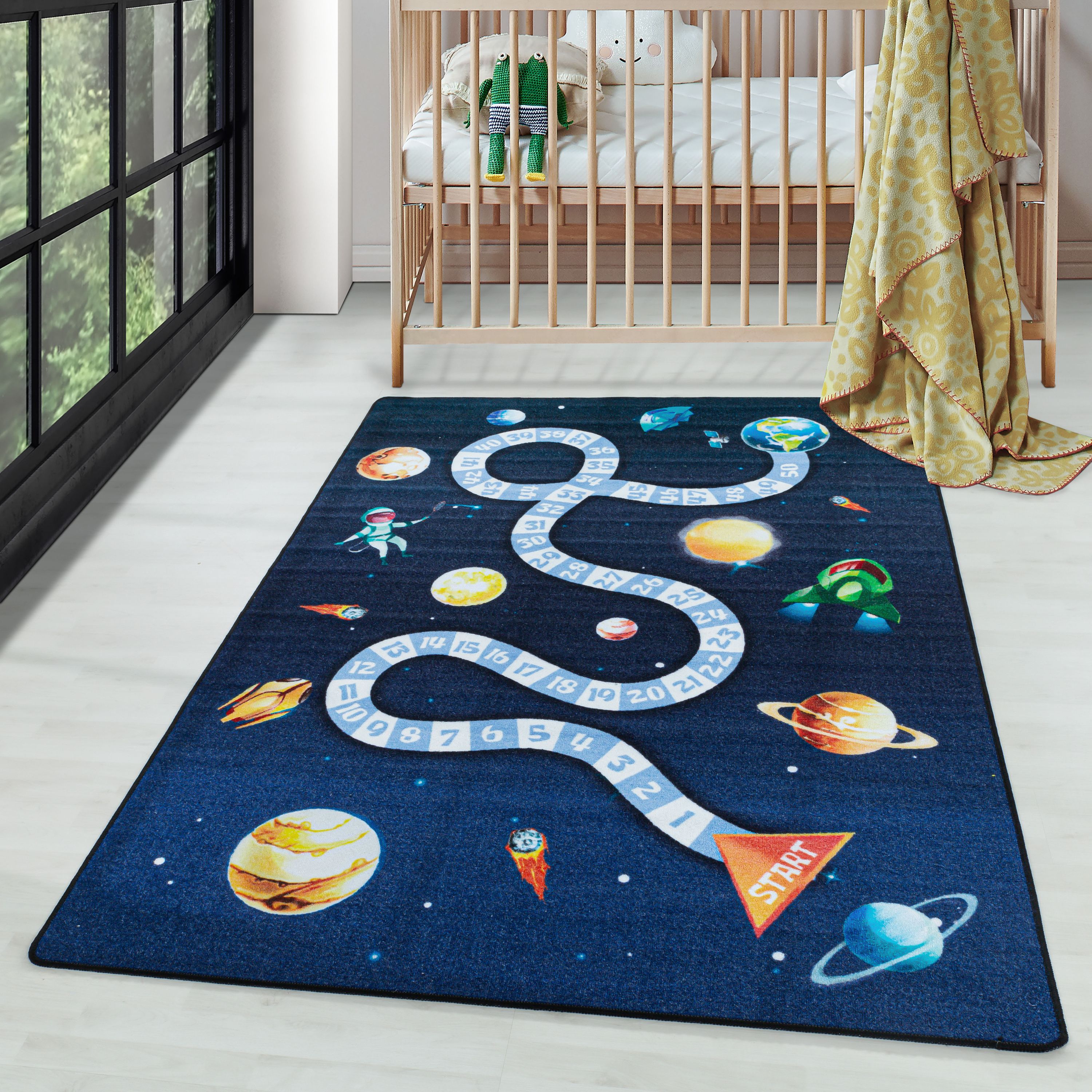 Tapis pour enfants tapis de jeu design espace garçons ou filles antidérapant