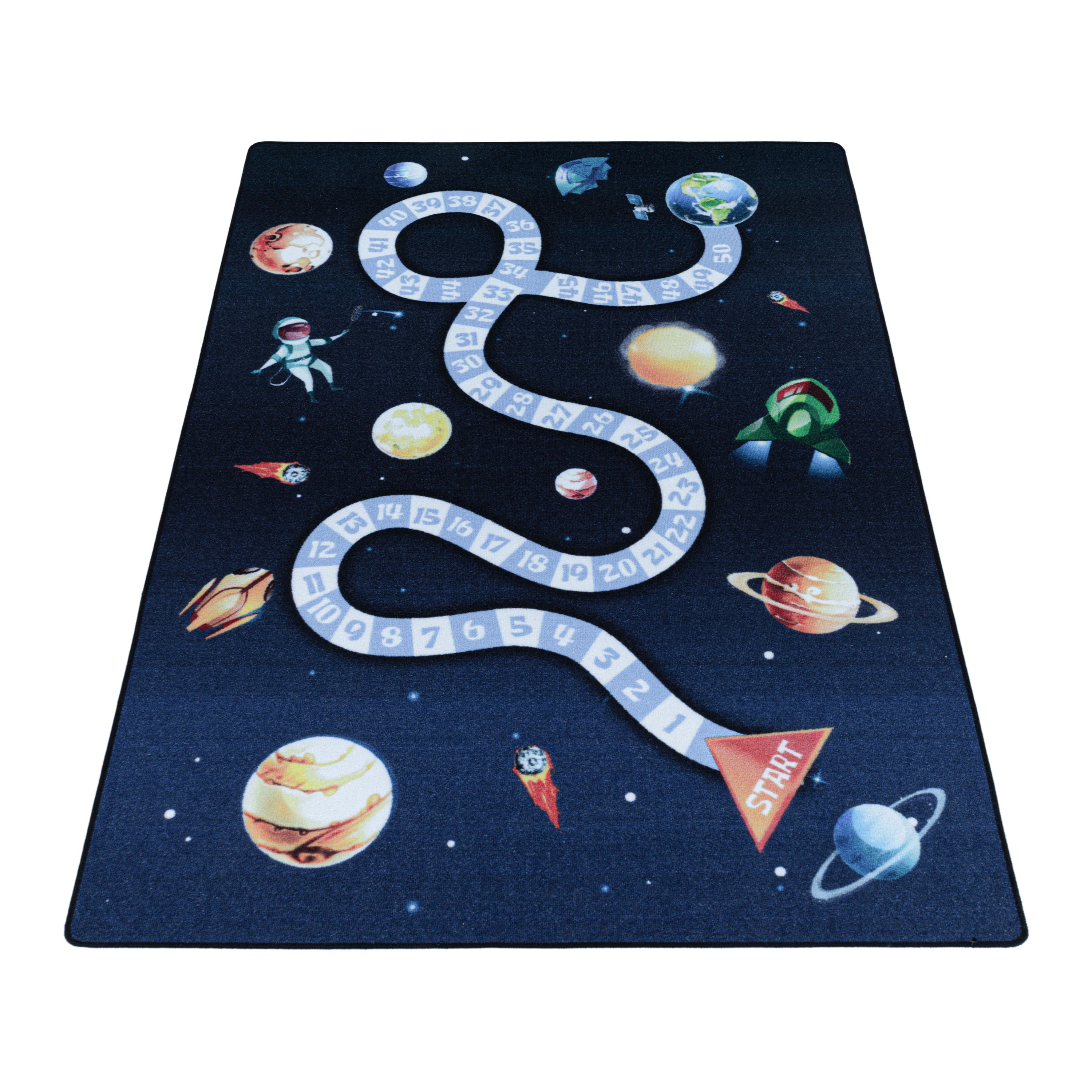 Kinderteppich Jungen oder Mädchen Weltraum Design Spielteppich Rutschfest