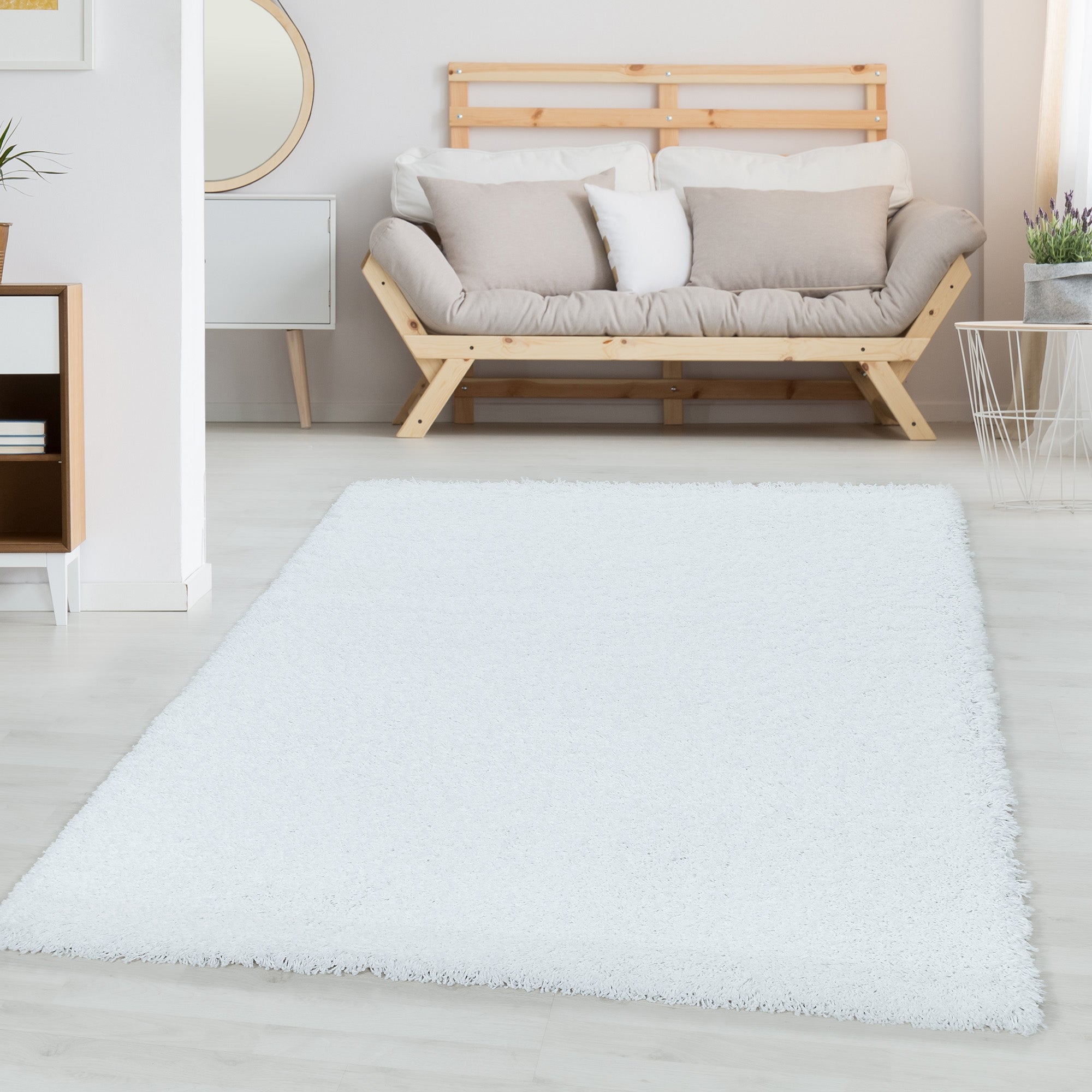 Hochflor Teppich Wohnzimmer Langflor Shaggy Teppich Einfarbiges Design Modern