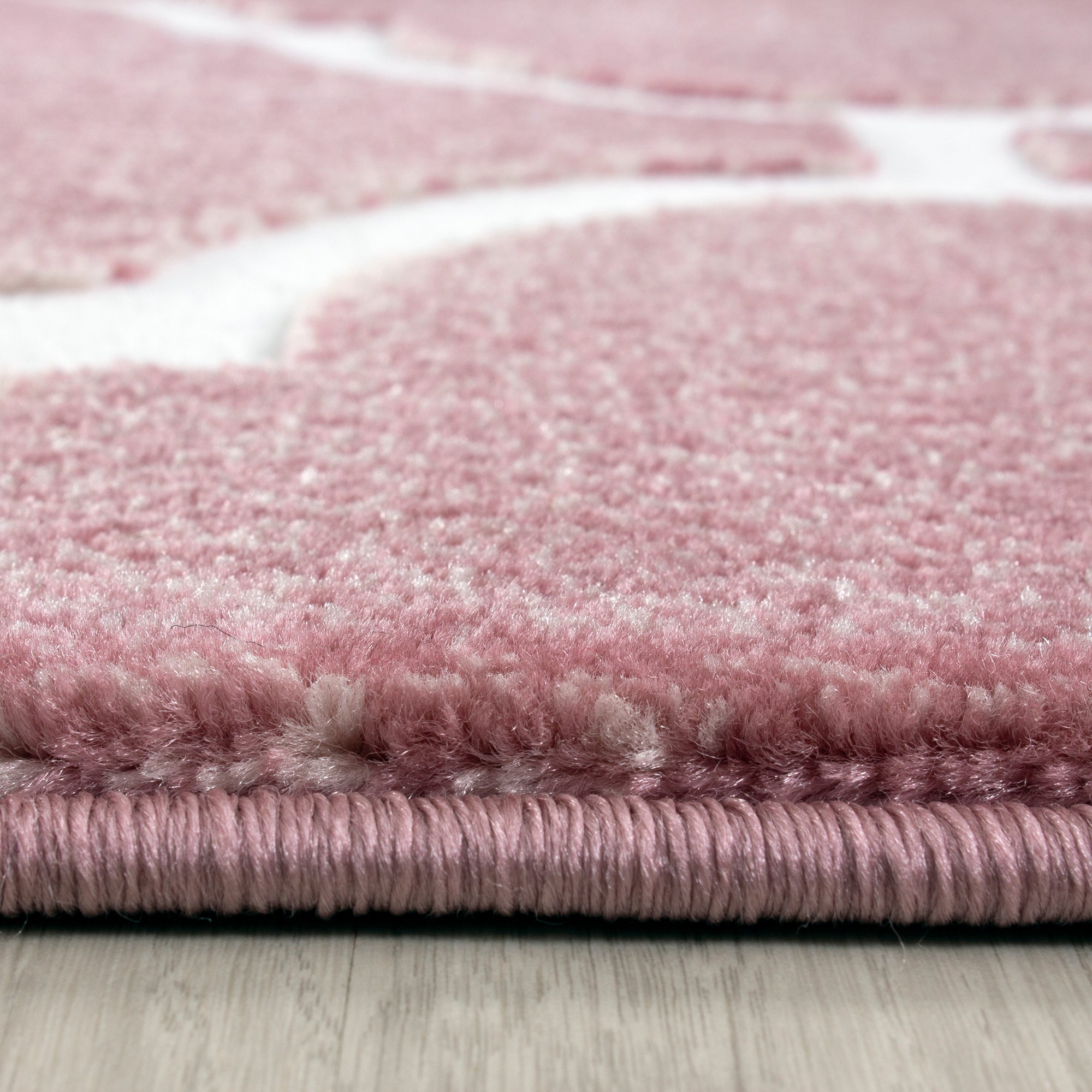 Bettumrandung Teppich Modern Skandinavischer Stil 3 teilig Läuferset Rose Weiß