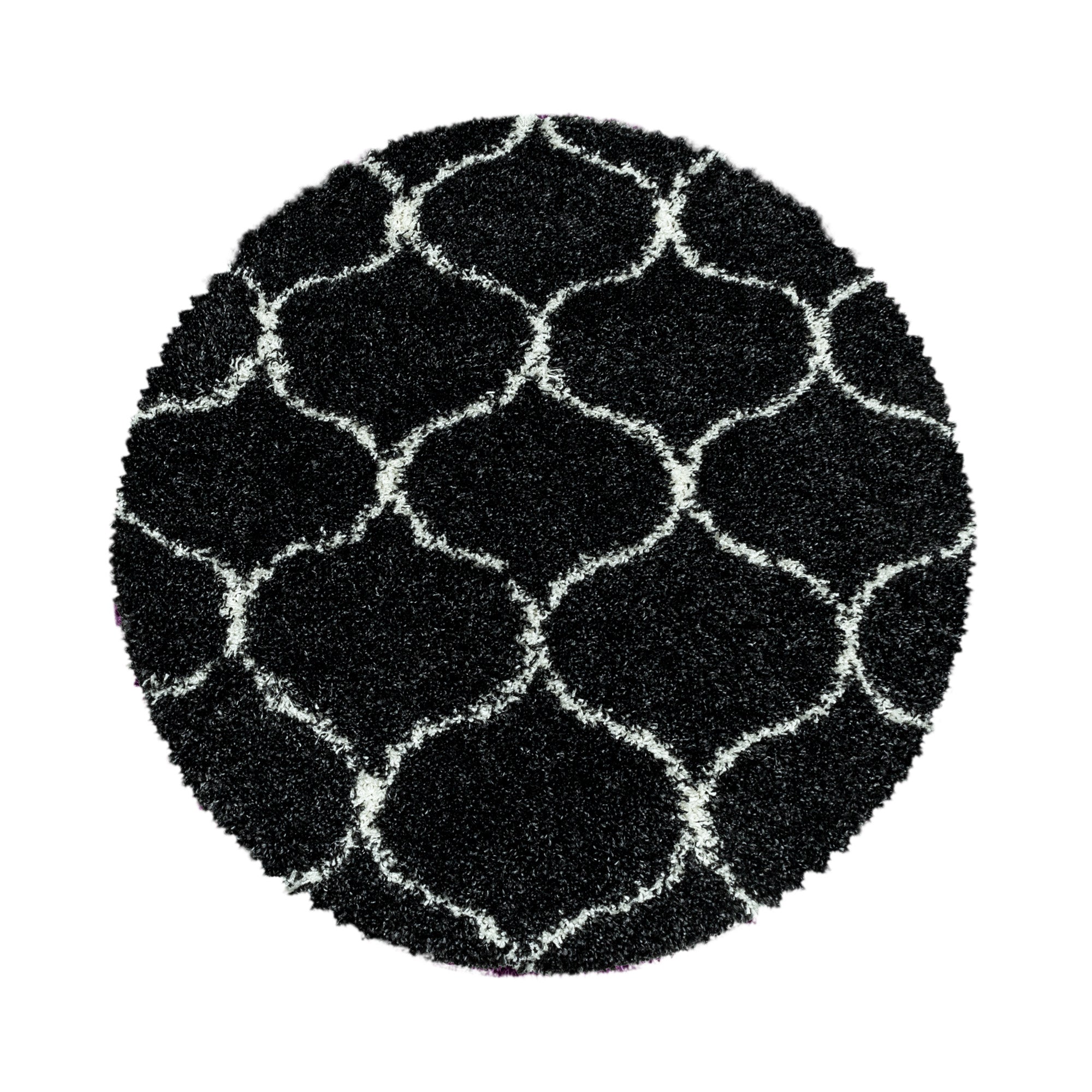 Tapis rond salon poils longs shaggy design scandinave moelleux doux