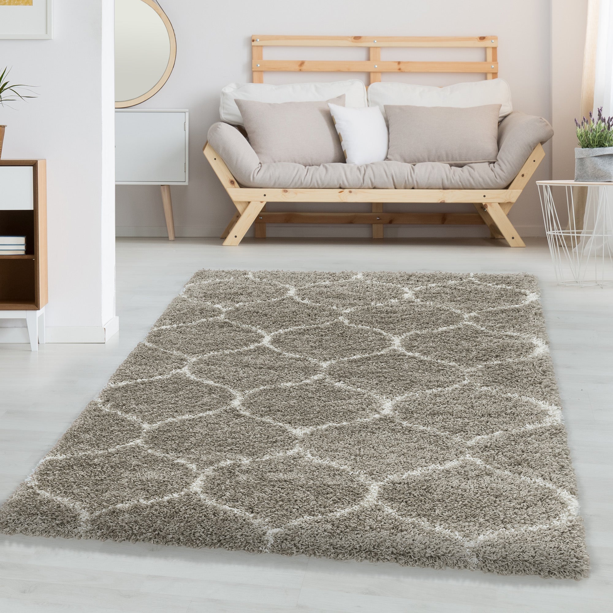 Tapis salon poils longs shaggy design scandinave poils longs moelleux doux