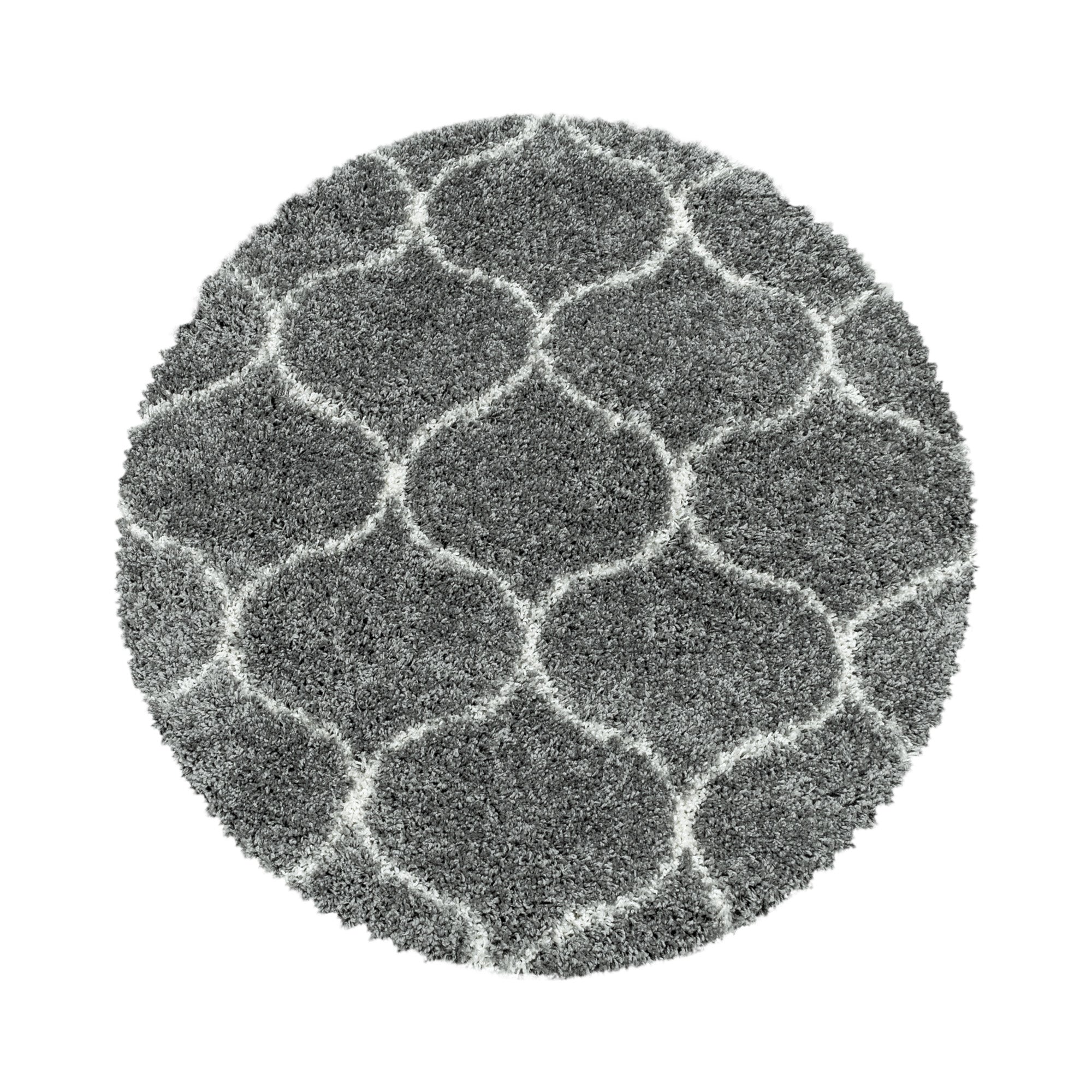 Tapis rond salon poils longs shaggy design scandinave moelleux doux