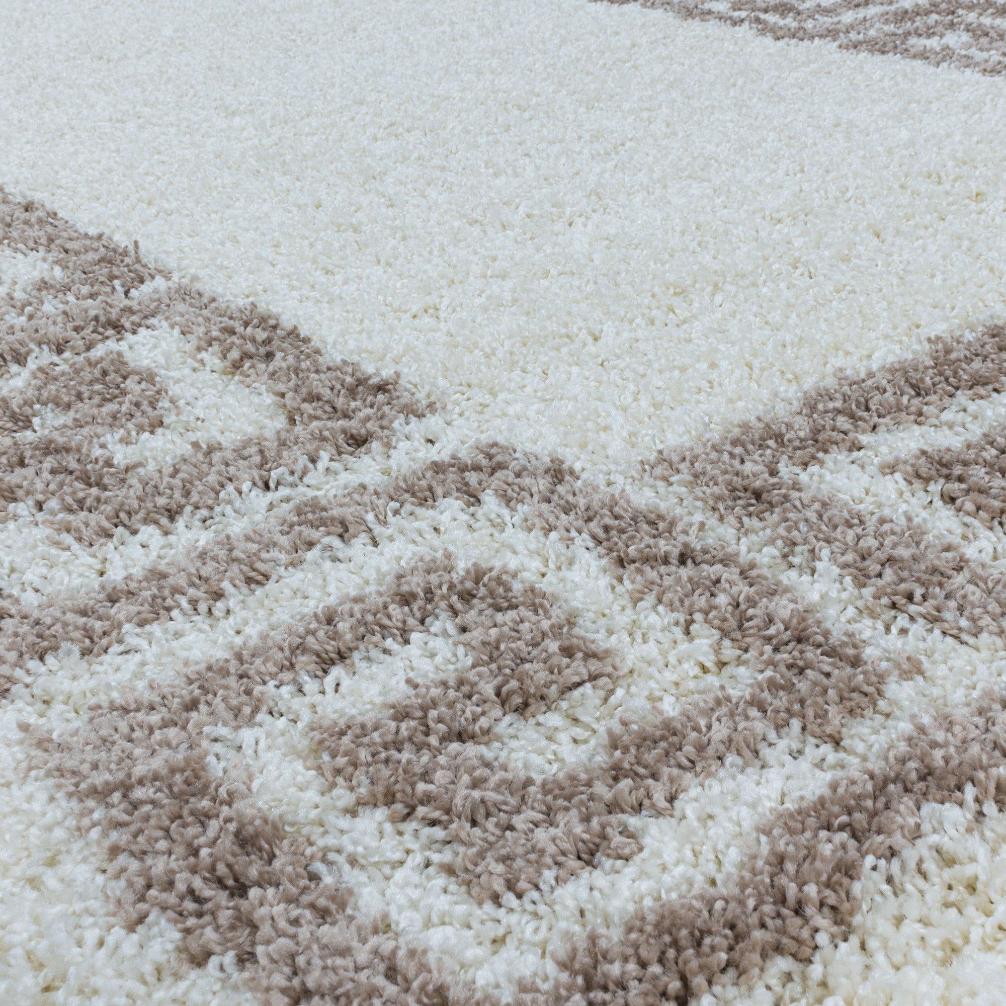 Designer Hochflor Teppich Wohnzimmer Mäander-Design Langflor Shaggy Teppich