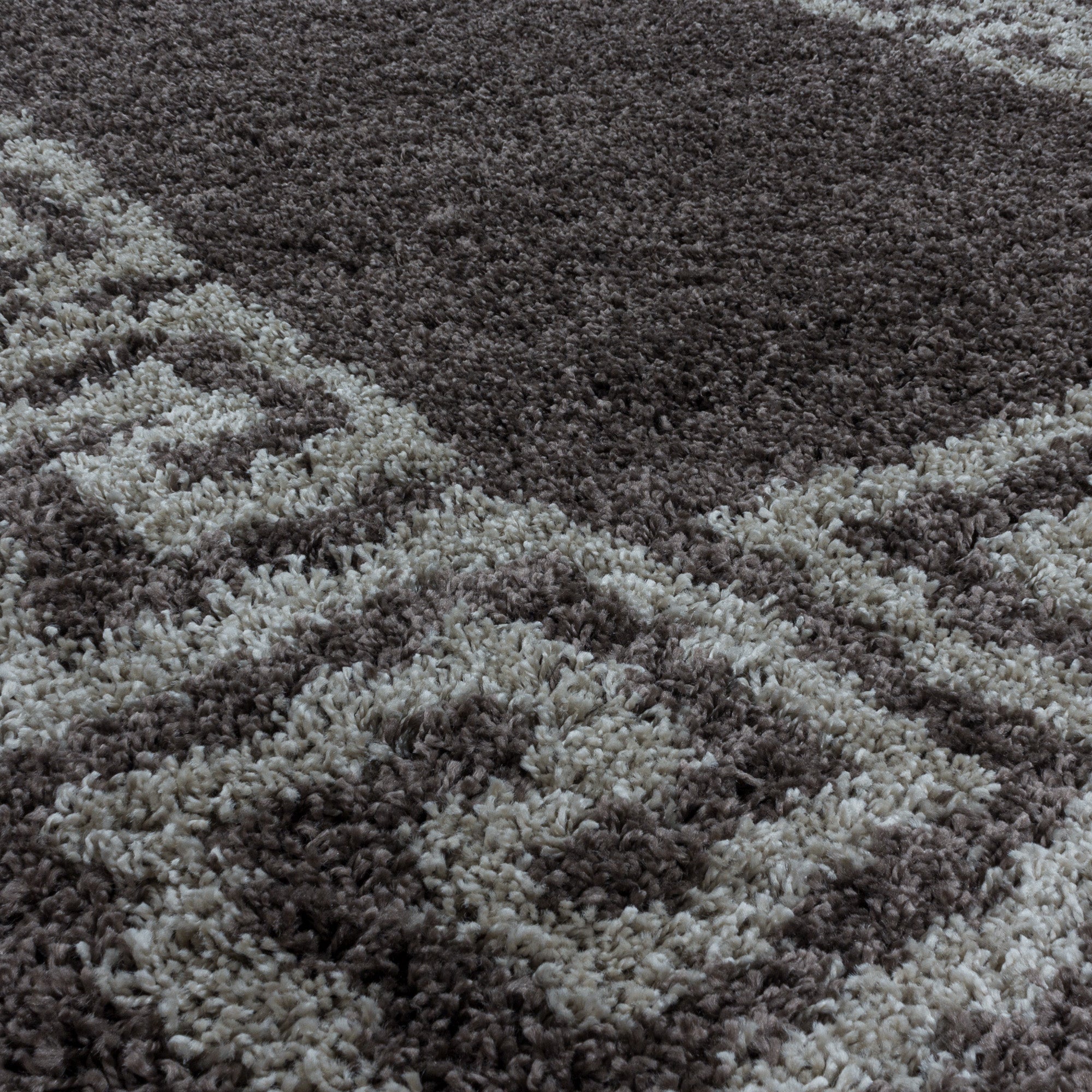 Designer Hochflor Teppich Wohnzimmer Mäander-Design Langflor Shaggy Teppich