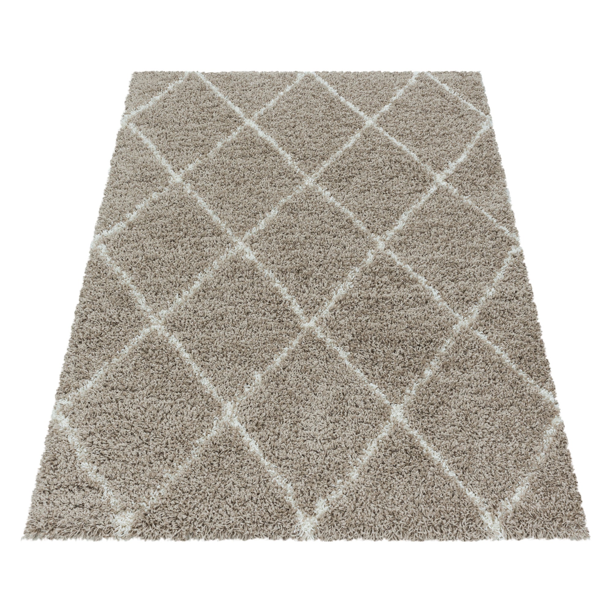 Tapis à poils longs design scandinave diamant tapis shaggy salon