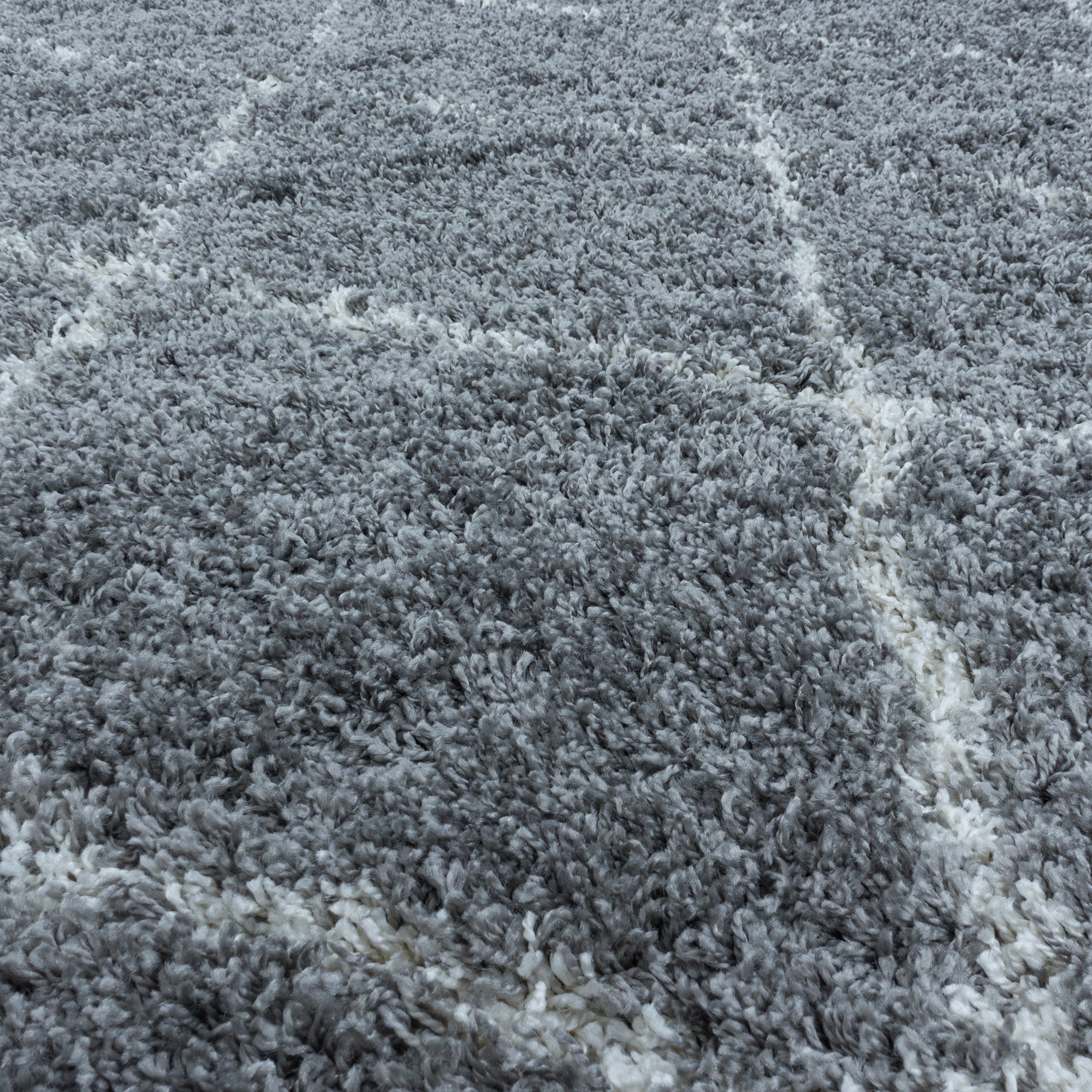 Runder Hochflor Teppich Skandinavische Rauten Design Shaggy Teppich Wohnzimmer