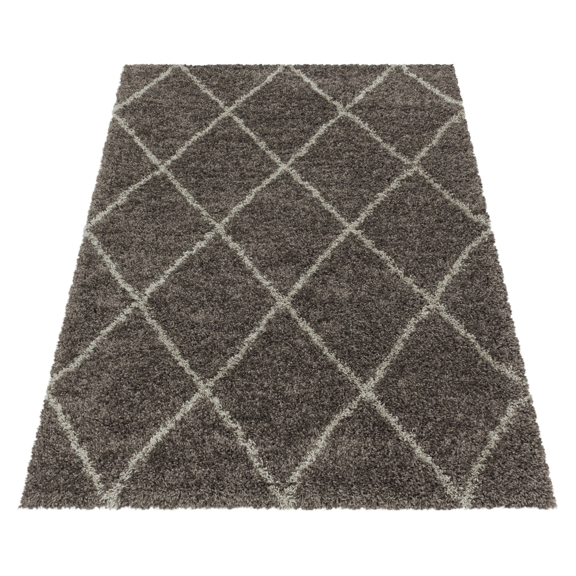 Tapis à poils longs design scandinave diamant tapis shaggy salon