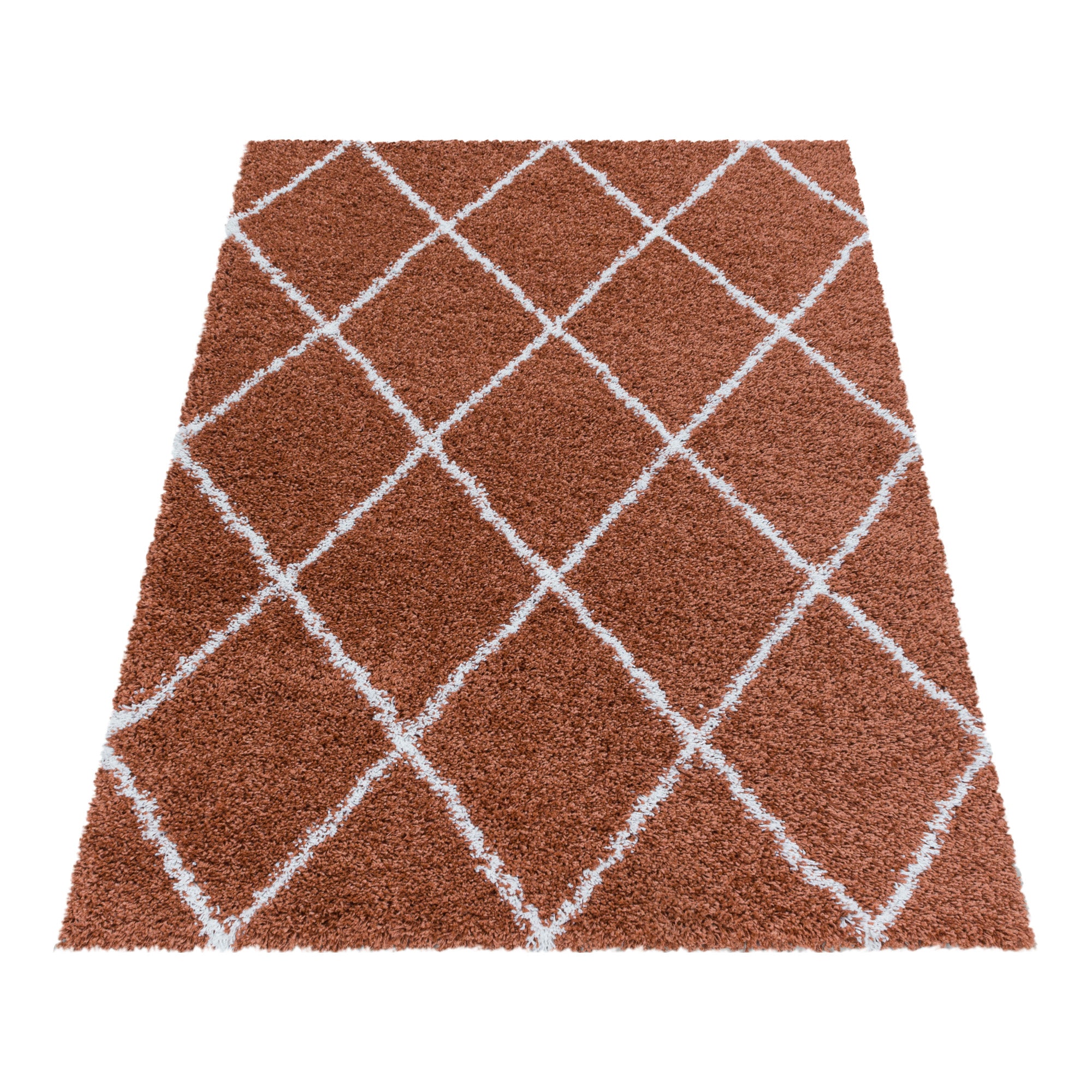 Tapis à poils longs design scandinave diamant tapis shaggy salon