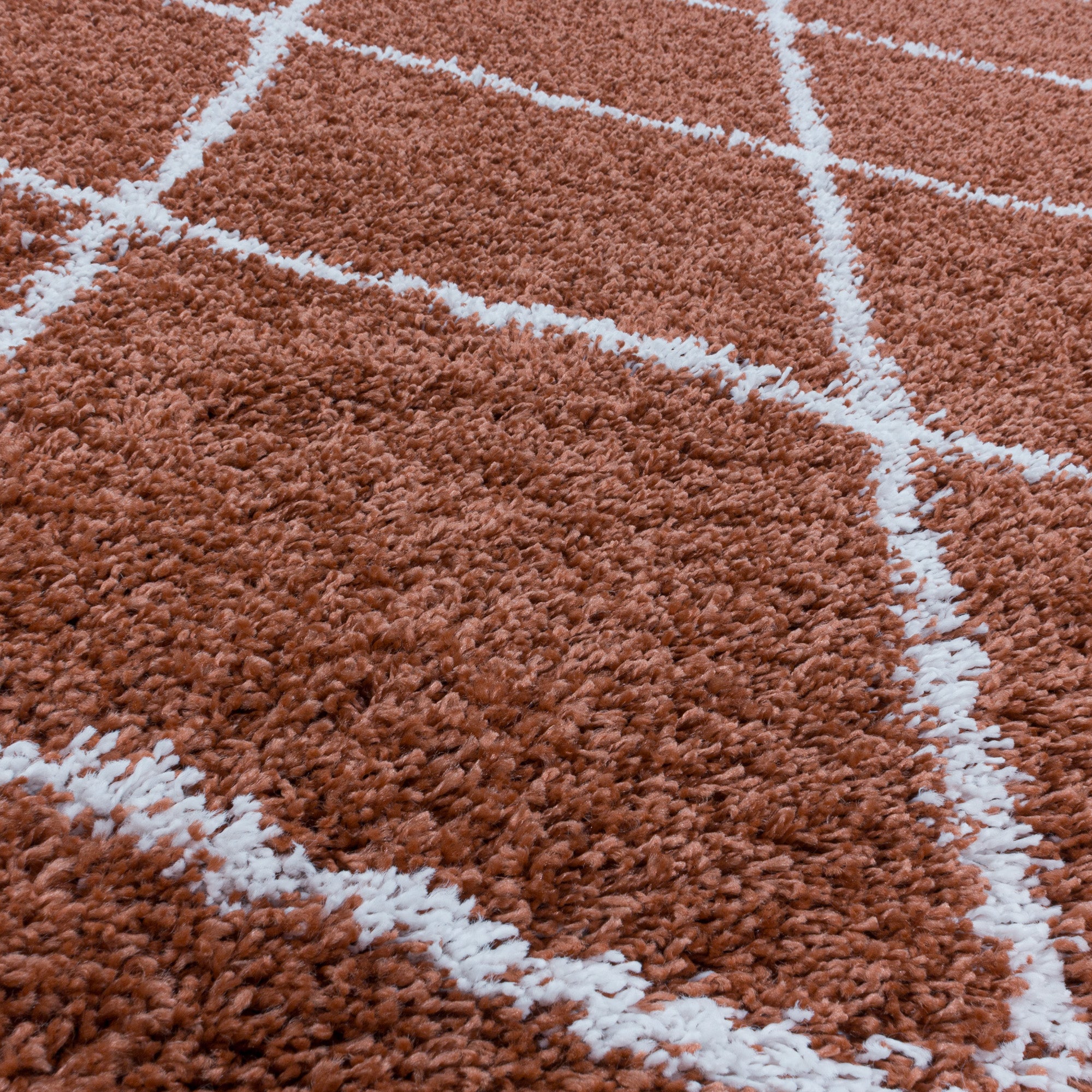 Runder Hochflor Teppich Skandinavische Rauten Design Shaggy Teppich Wohnzimmer