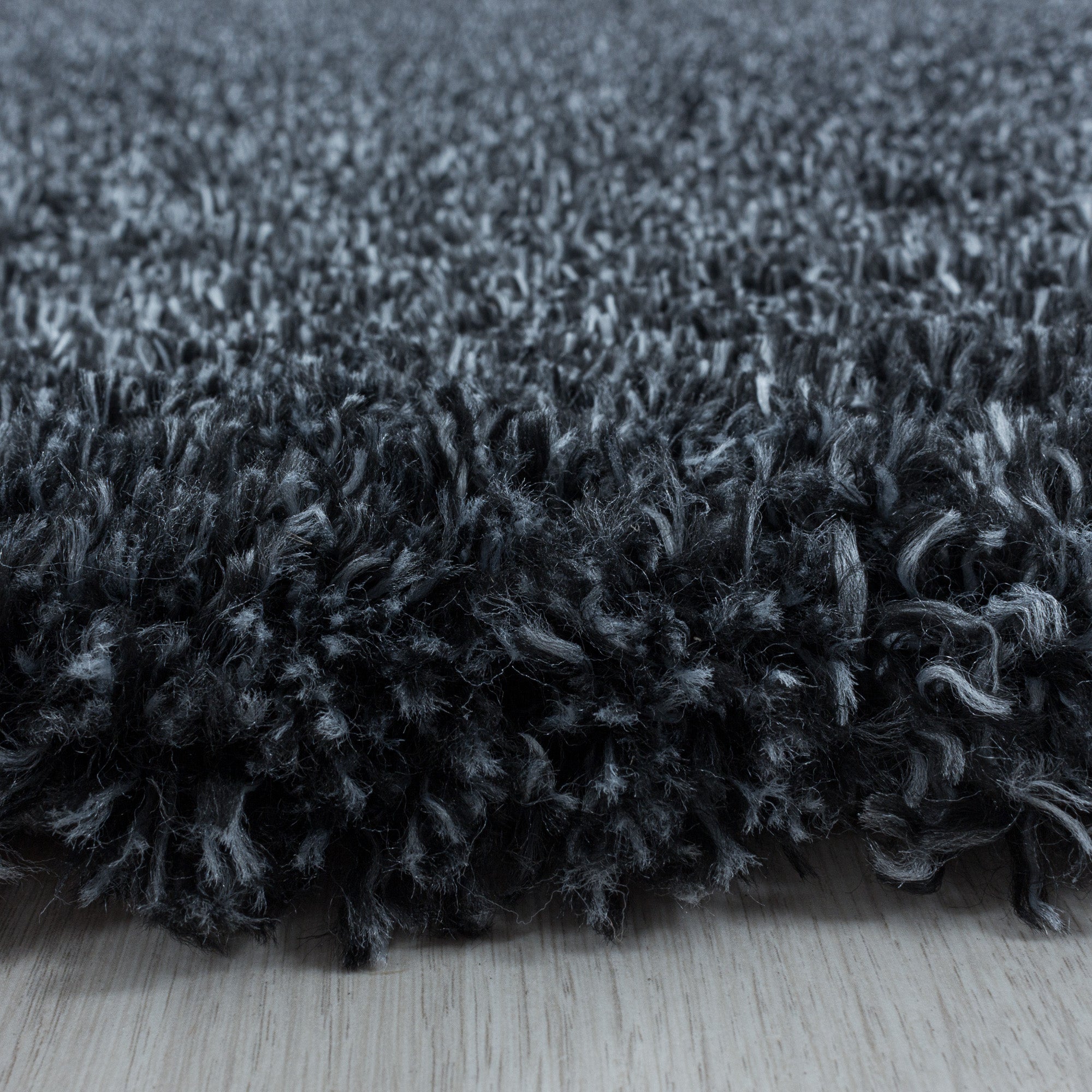 Round deep pile rug for living room, modern, long pile, plain, soft fur look