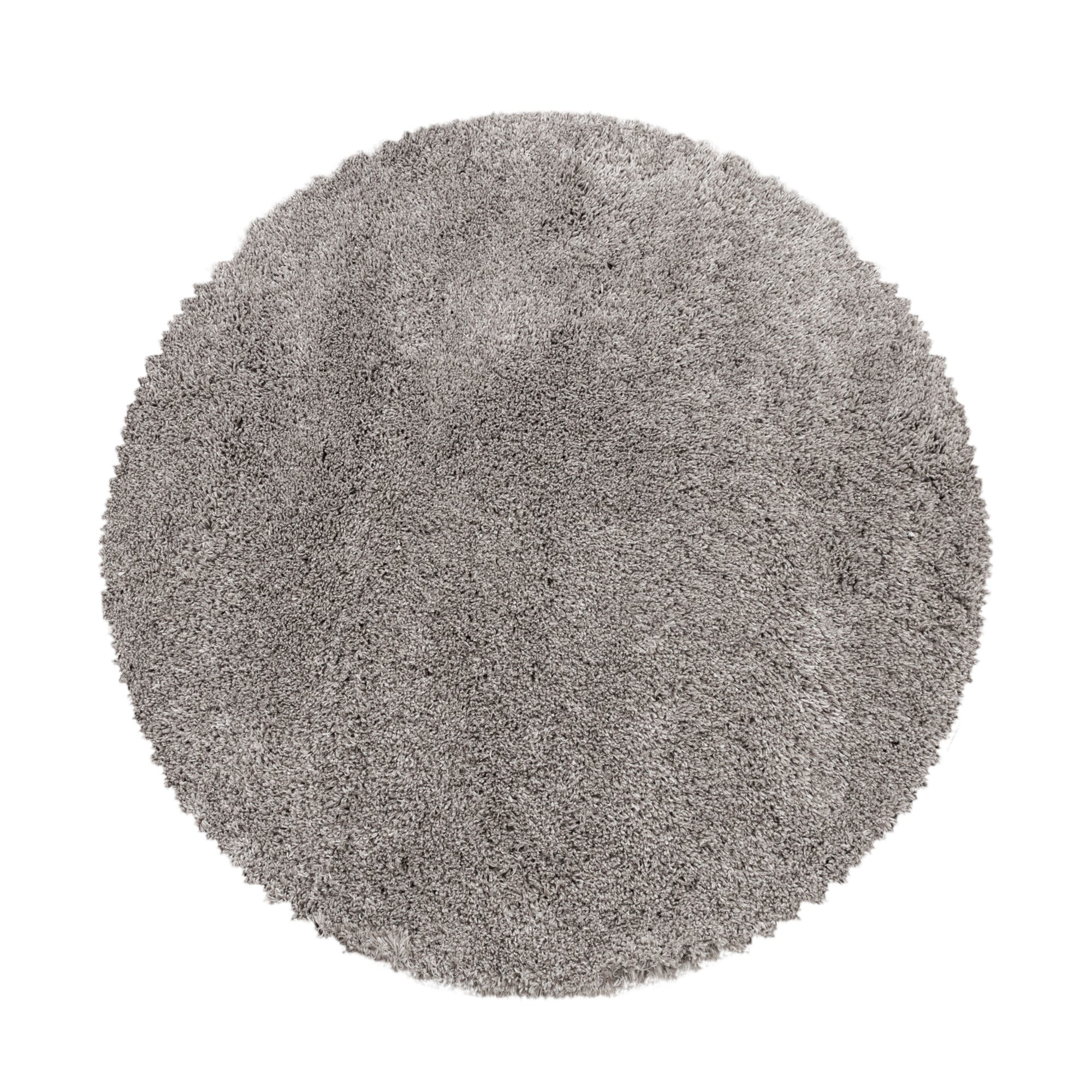 Round deep pile rug for living room, modern, long pile, plain, soft fur look